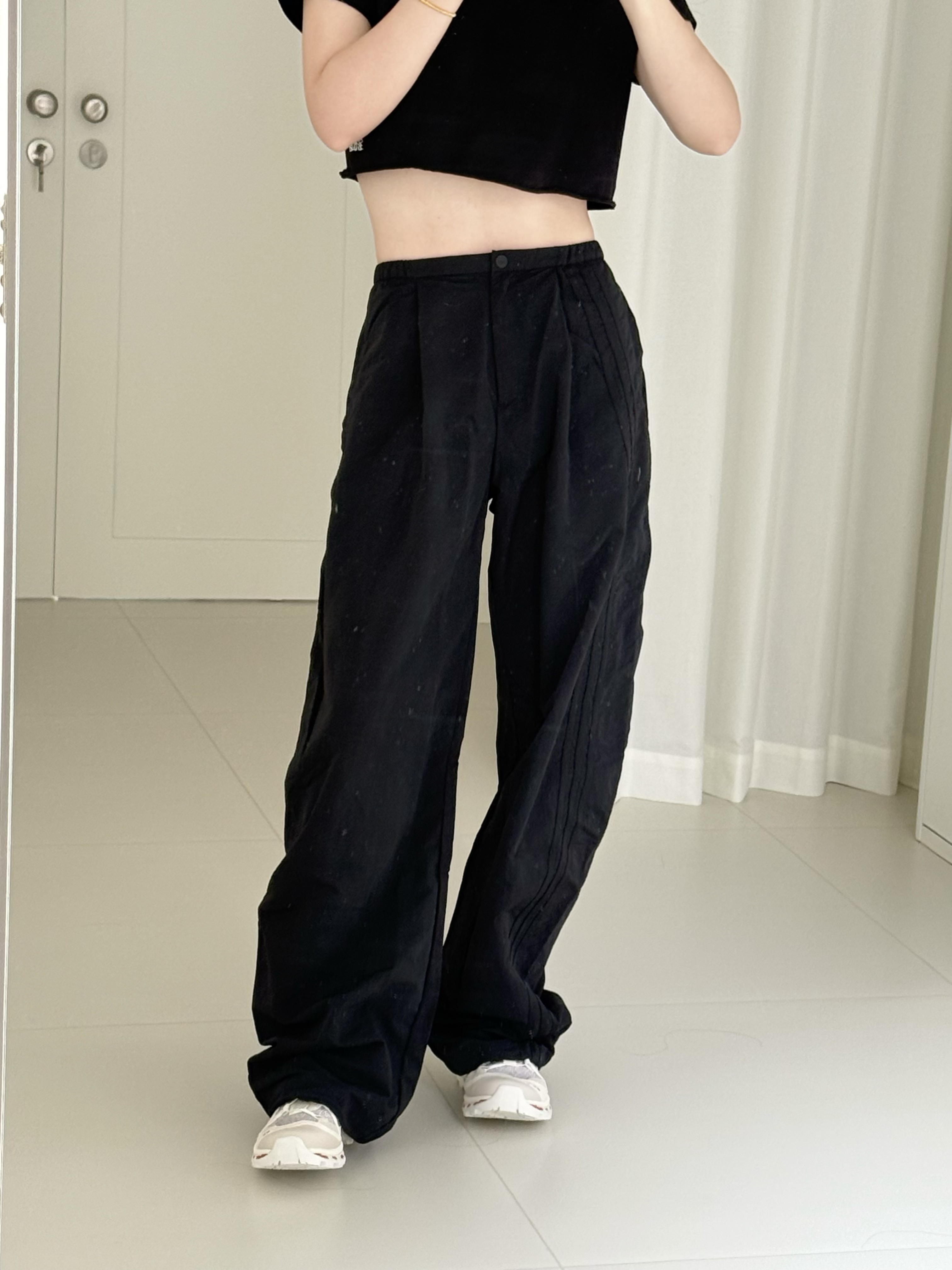ADIDAS ORIGINALS 彎刀褲寬褲運動褲寬鬆黑灰JENNIE代言同款女款JX8111