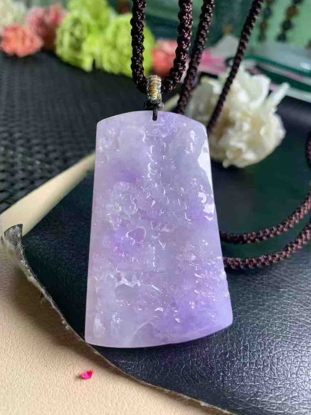 912712 翡翠冰粉紫山水牌