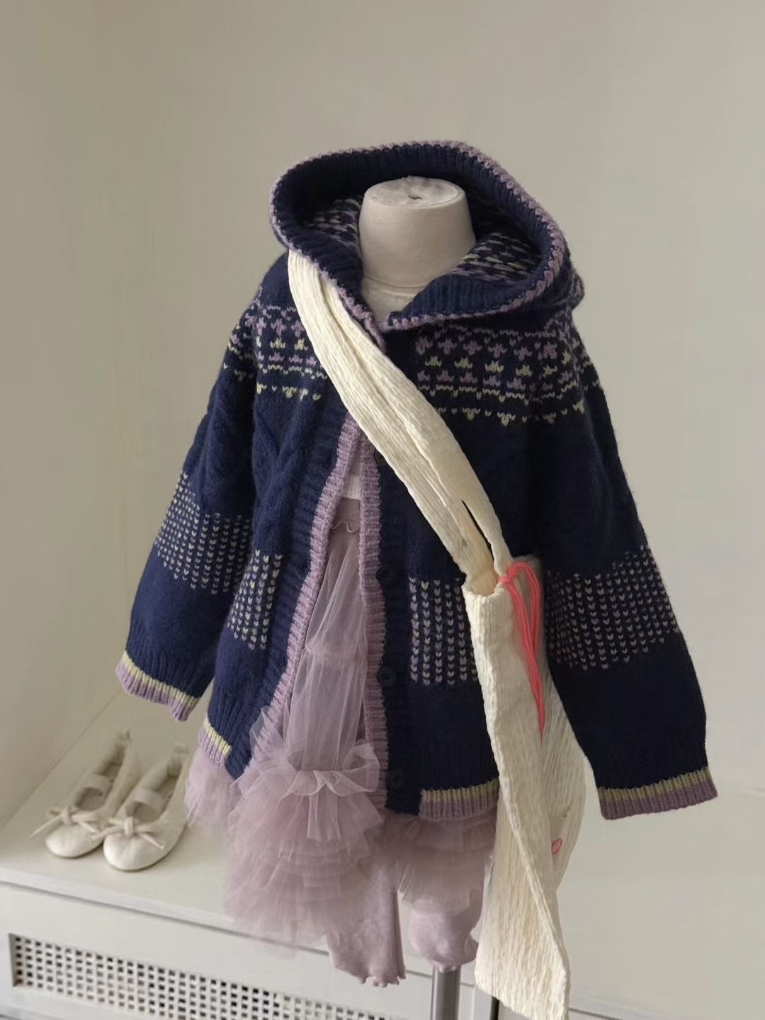 A03076針織拼色連帽外套