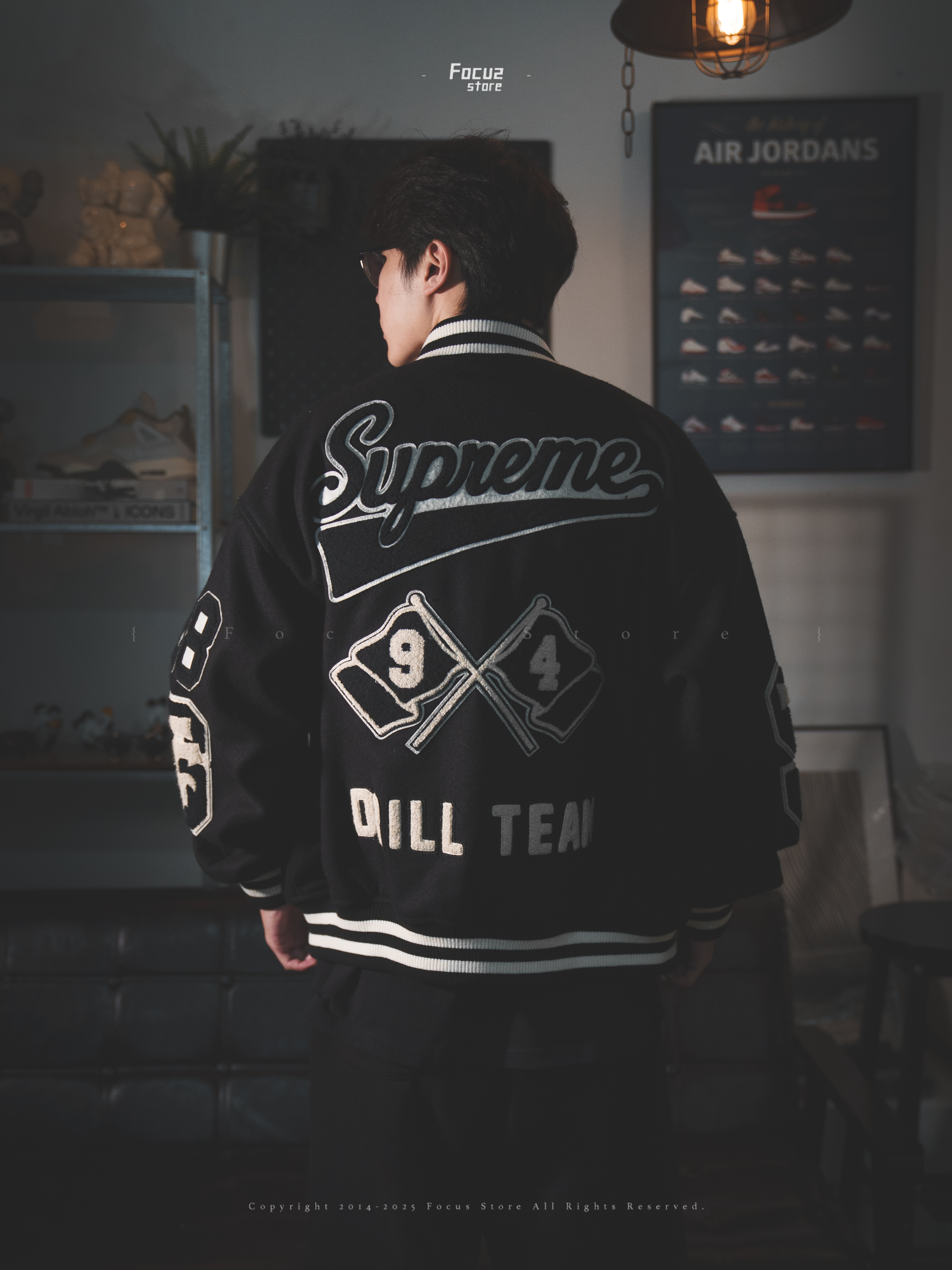 【Focus Store】預購 Supreme FW25 Week1 Drill Team Varsity Jacket "Black" 黑色 雪尼爾貼花 教練外套
