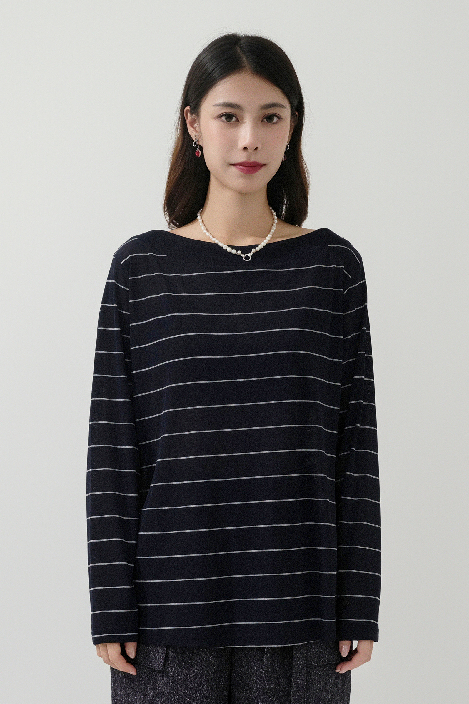 間條大領乾爽線針織衫（預購產品）