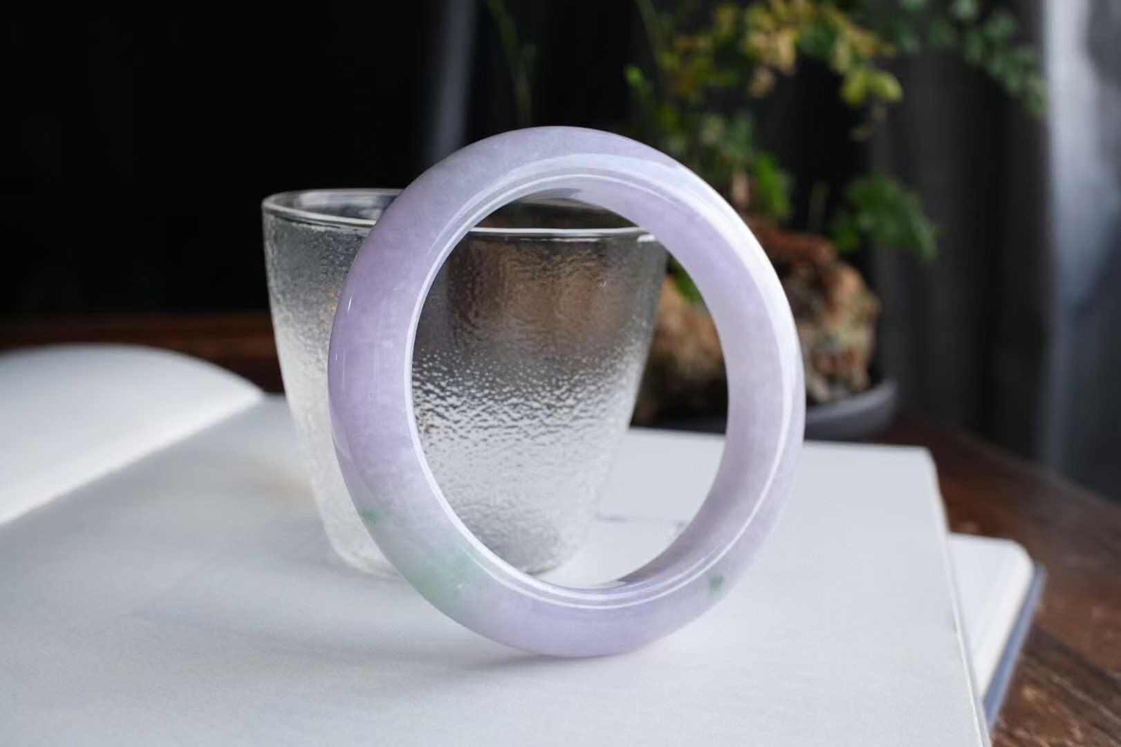 912838 56.5mm冰種春帶彩正圈翡翠手鐲 (56-58)