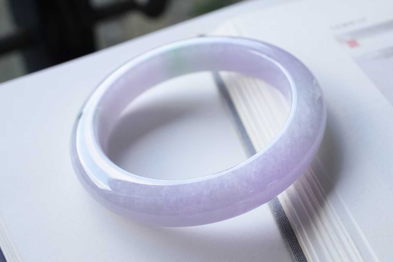 912838 56.5mm冰種春帶彩正圈翡翠手鐲 (56-58)