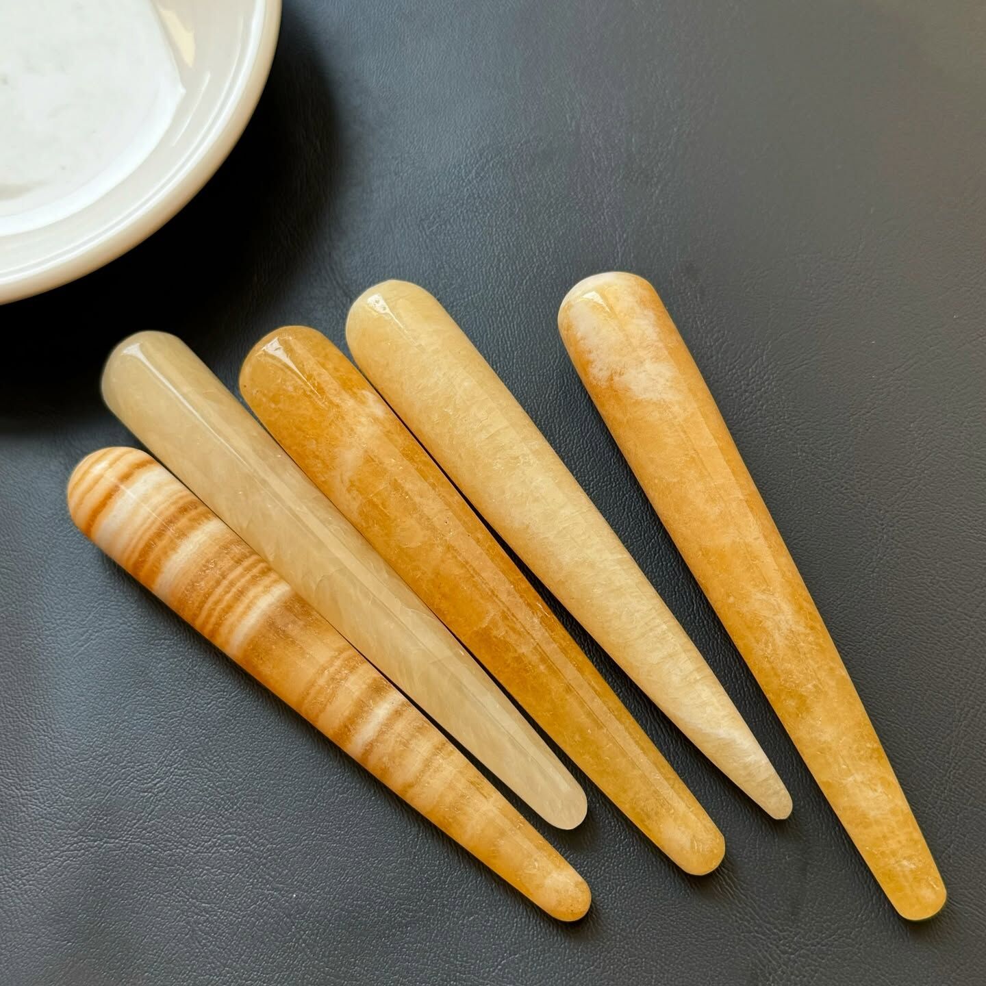 [原石] 芒果方解石 穴道按摩棒 水晶美容儀 水晶按摩棒