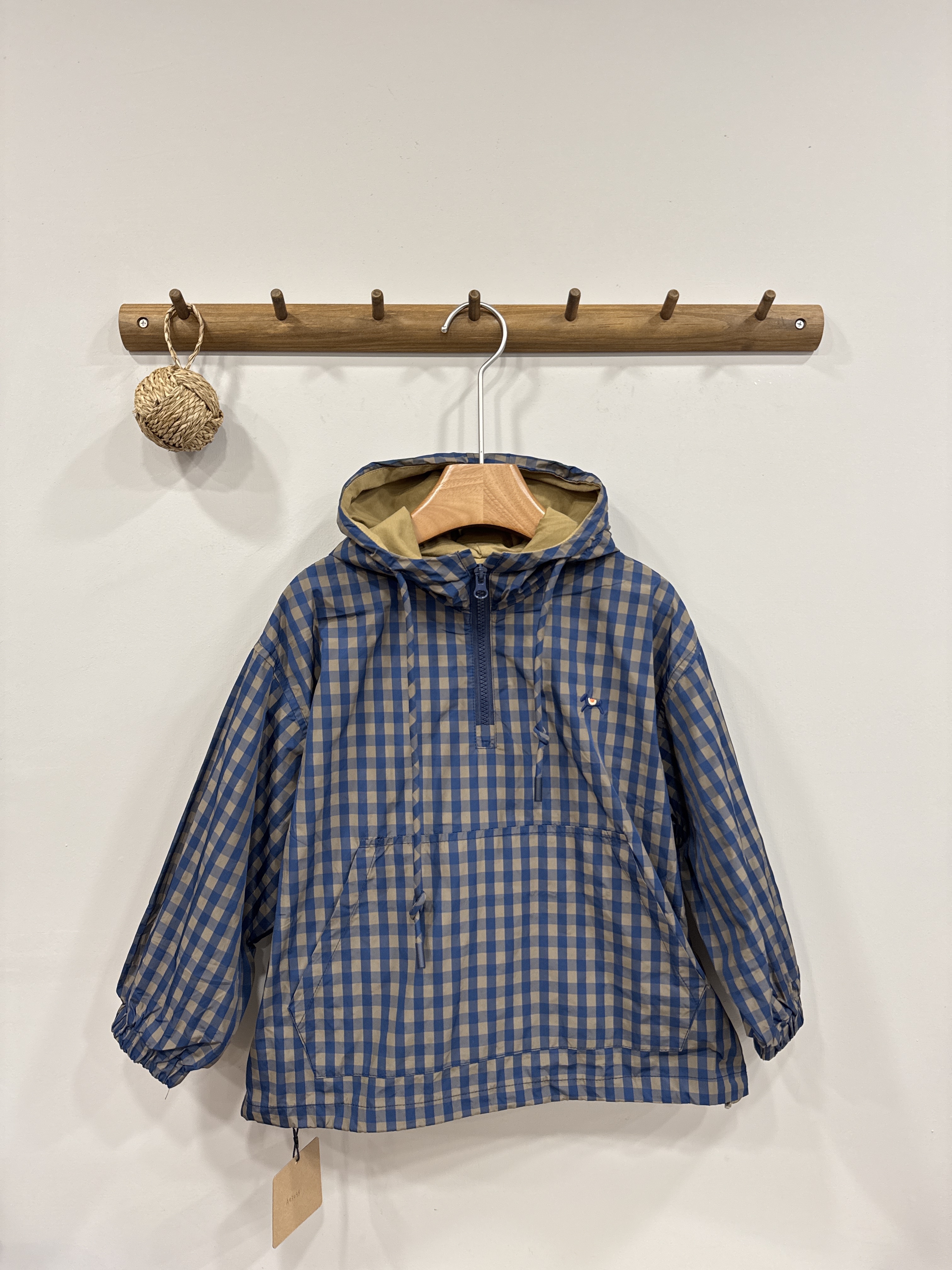 A03098撞色格子連帽上衣