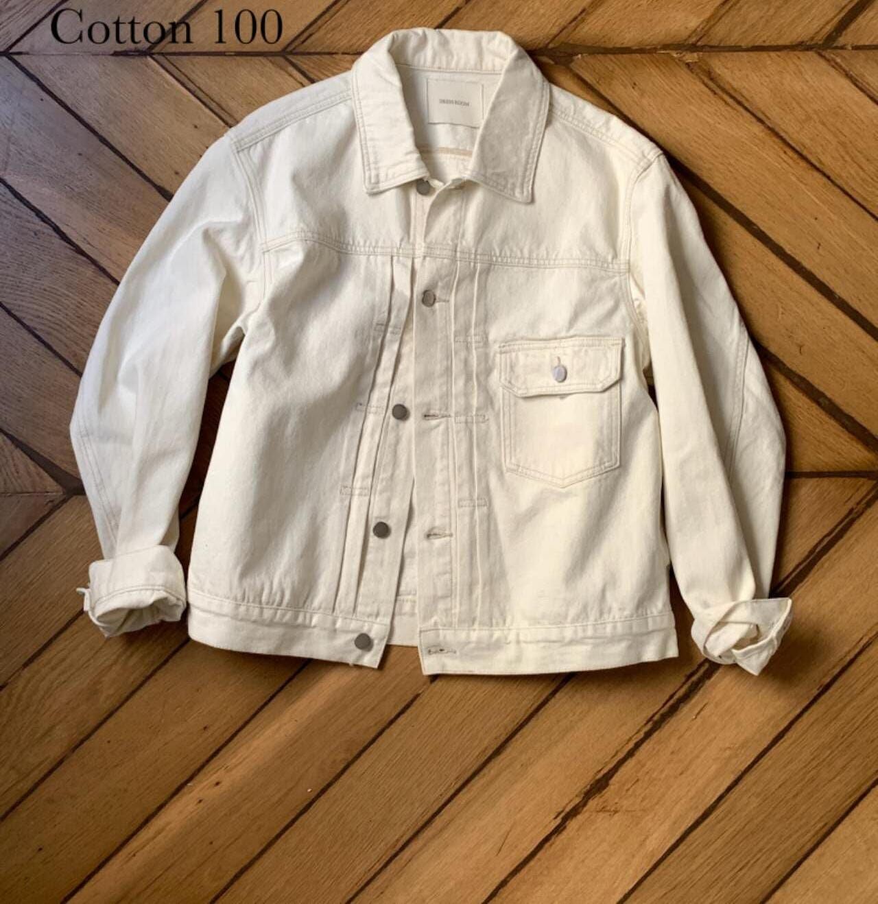 DR5030 純白牛仔棉翻領排扣外套