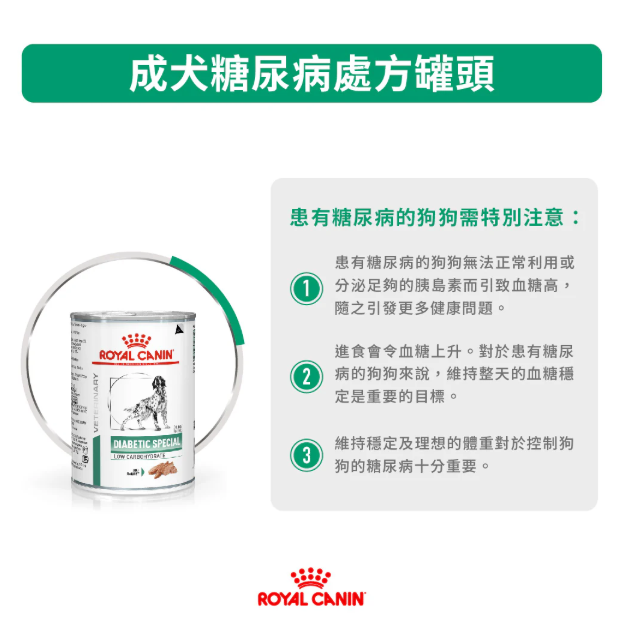 Royal Canin - 獸醫配方 - Diabetic Special Low Carbohydrate  成犬糖尿病處方罐頭 410g (原箱12罐)