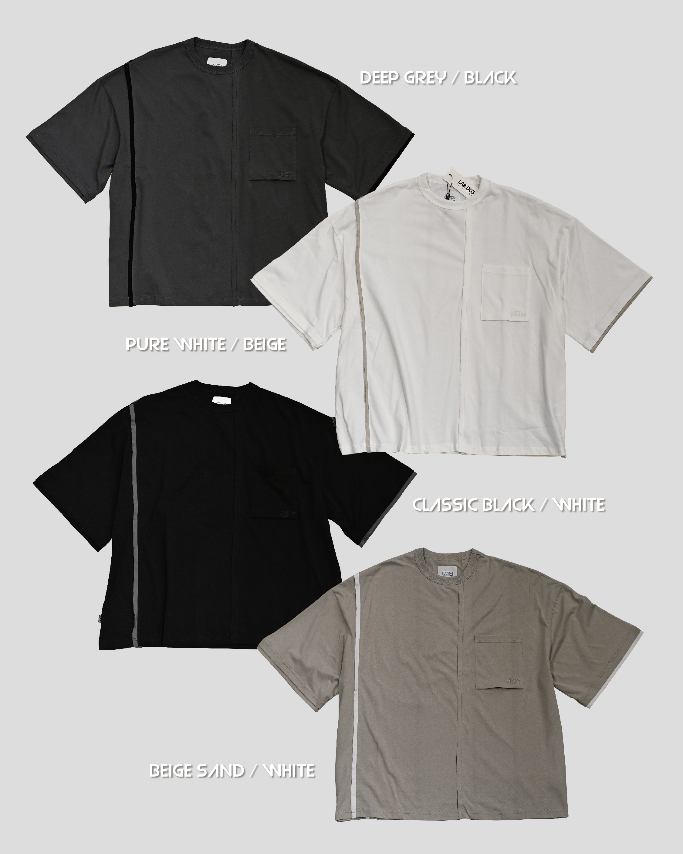 【 LAB.003 原創設計 不修邊結構拼接短TEE - 4色 】