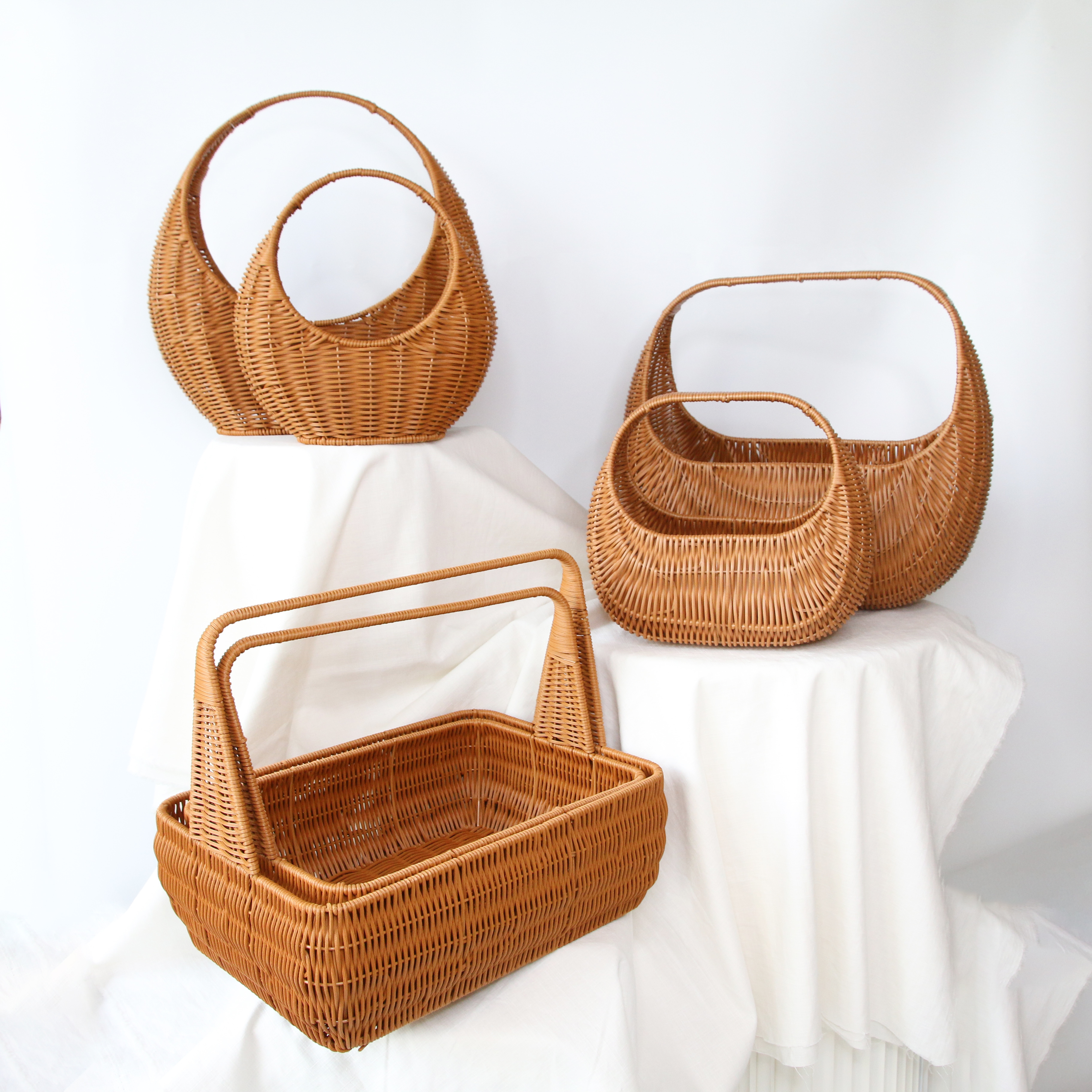 花器 籐籃組大+小 3款