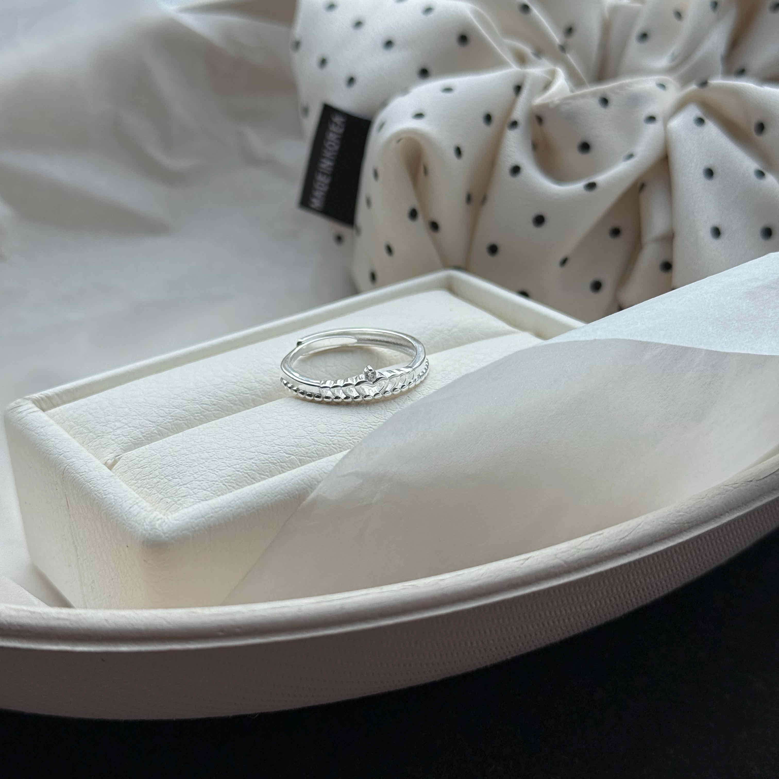 🇰🇷925 silver 精緻愛心皇冠開口戒指