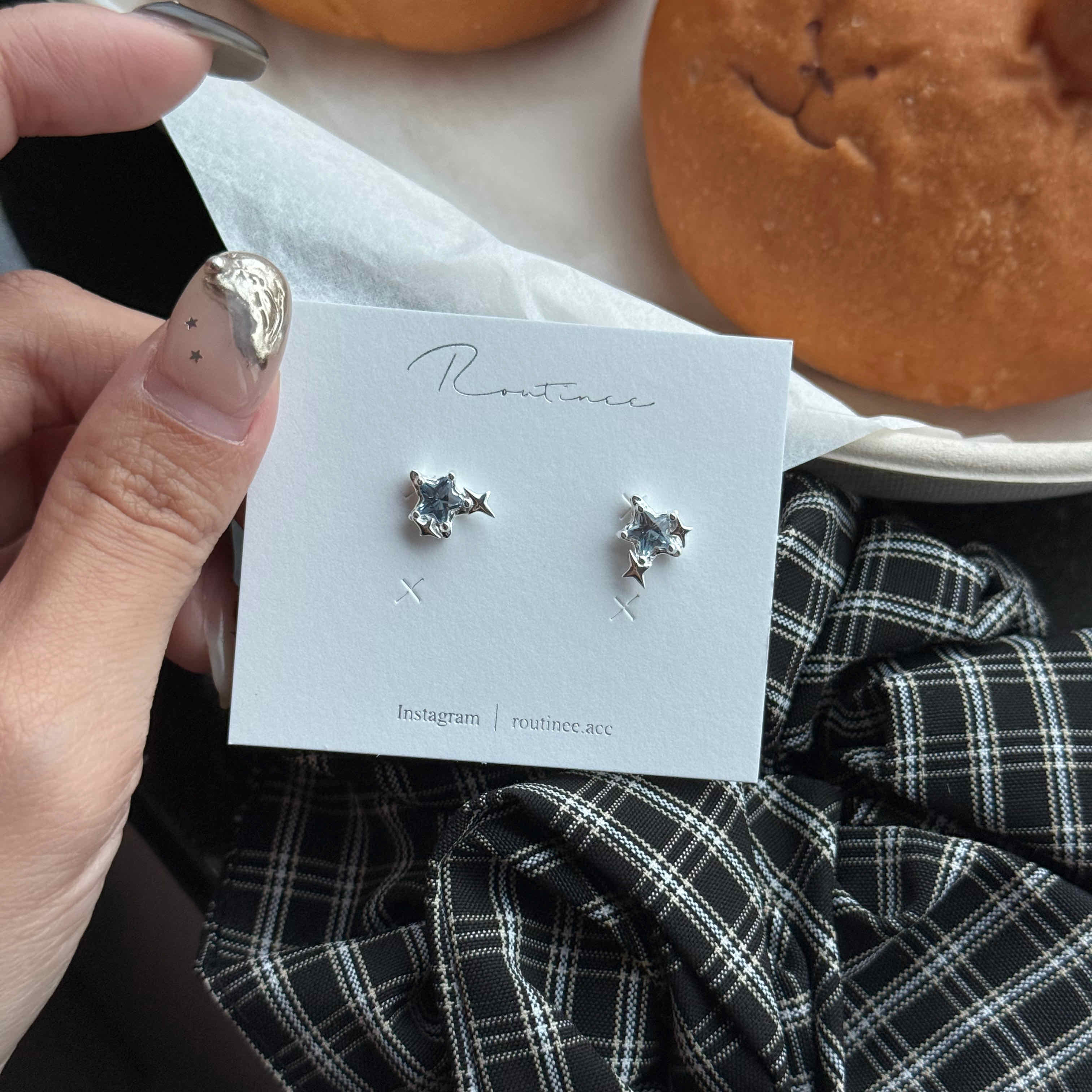 🇰🇷925 silver 藍色星空耳環