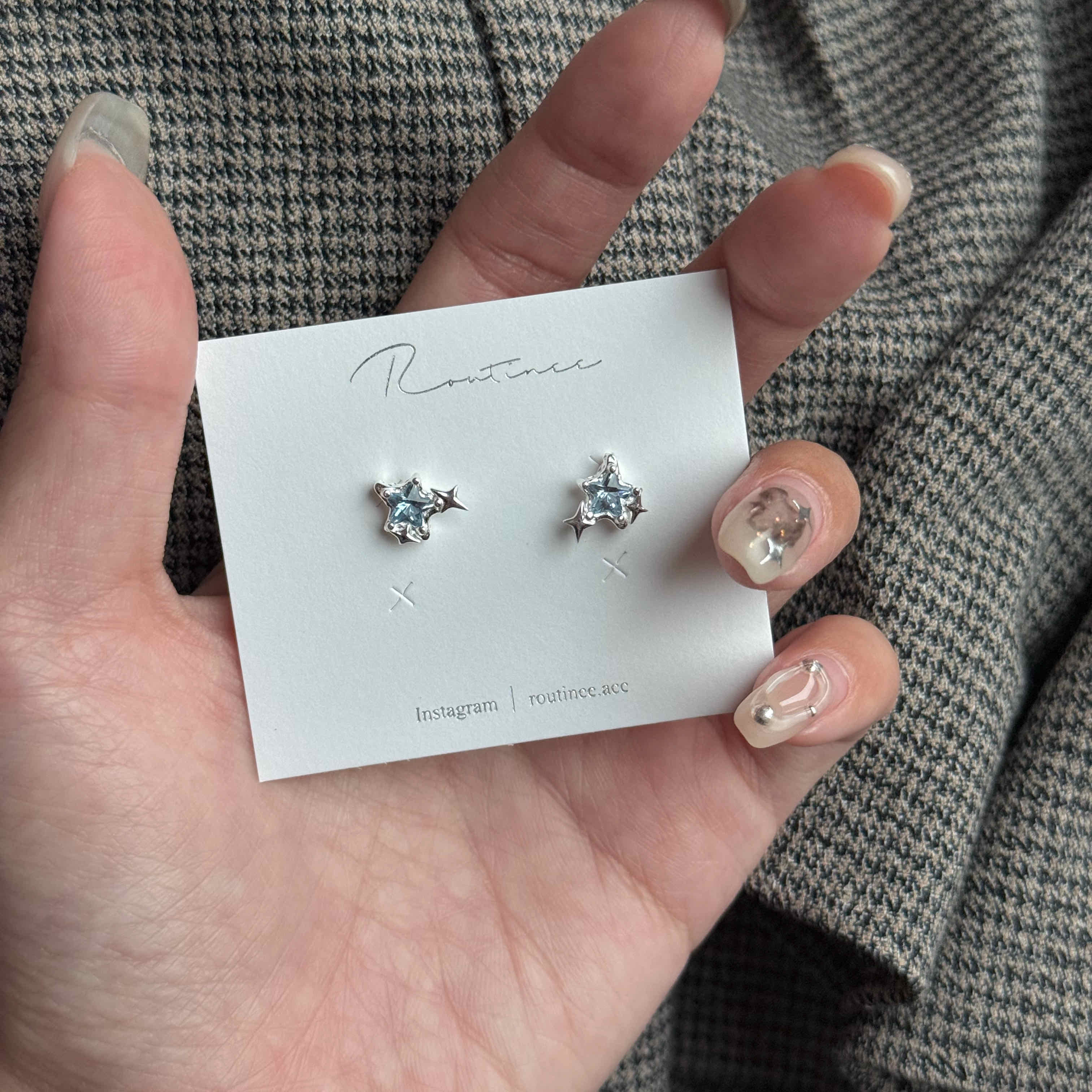 🇰🇷925 silver 藍色星空耳環