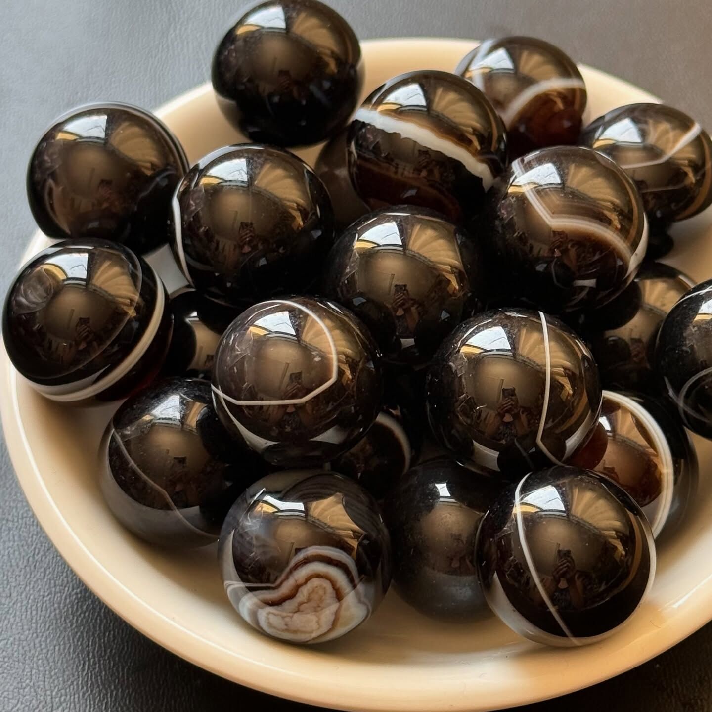 [原石] 黑瑪瑙 水晶小球