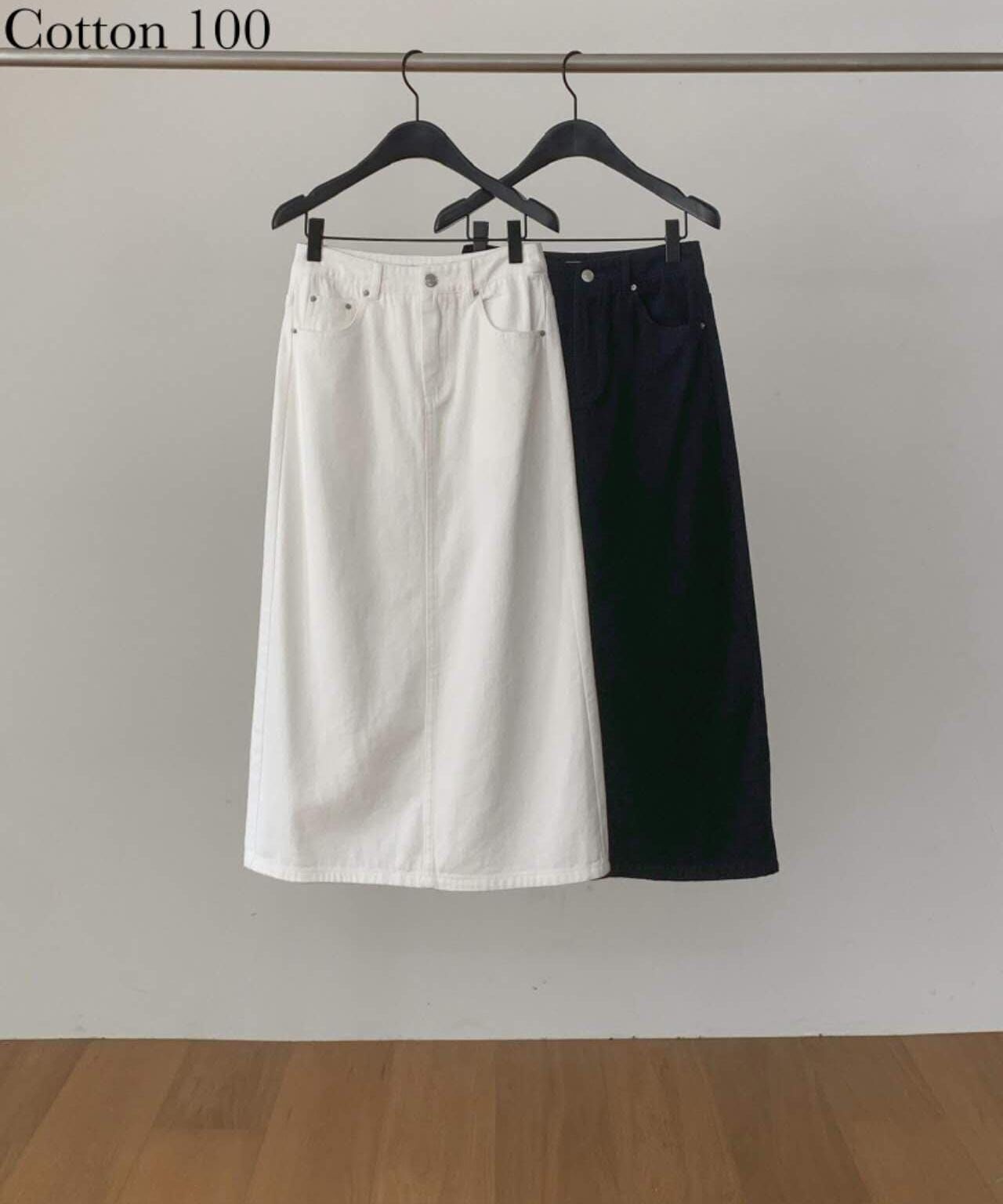 DR5046 高腰牛仔棉A字半身裙