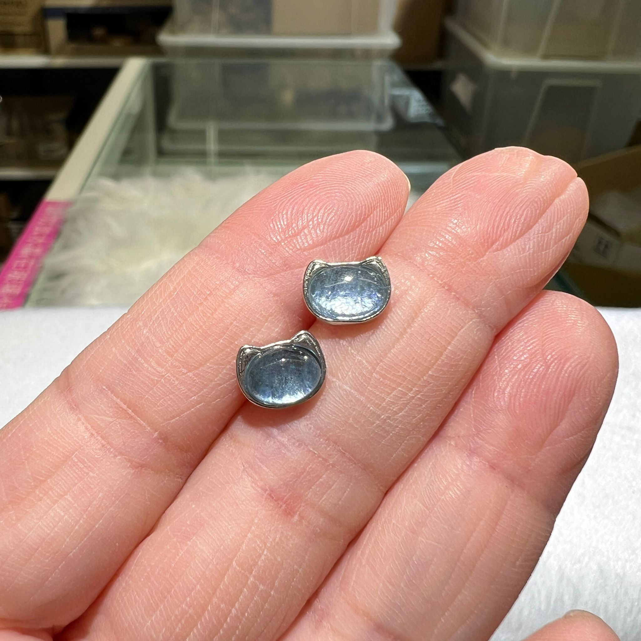 海藍寶貓貓耳環 #CA0005