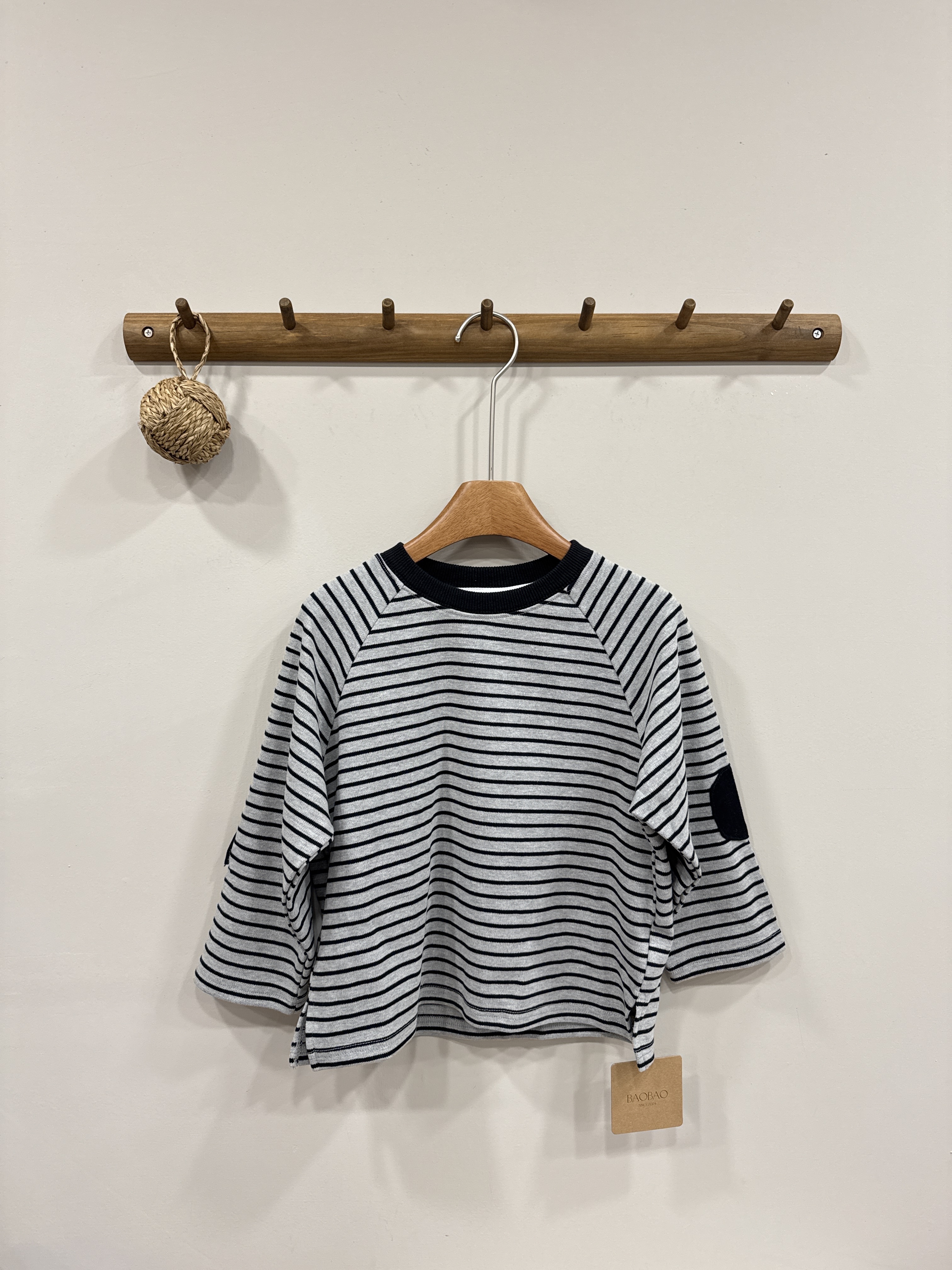 A03065條紋拼接上衣