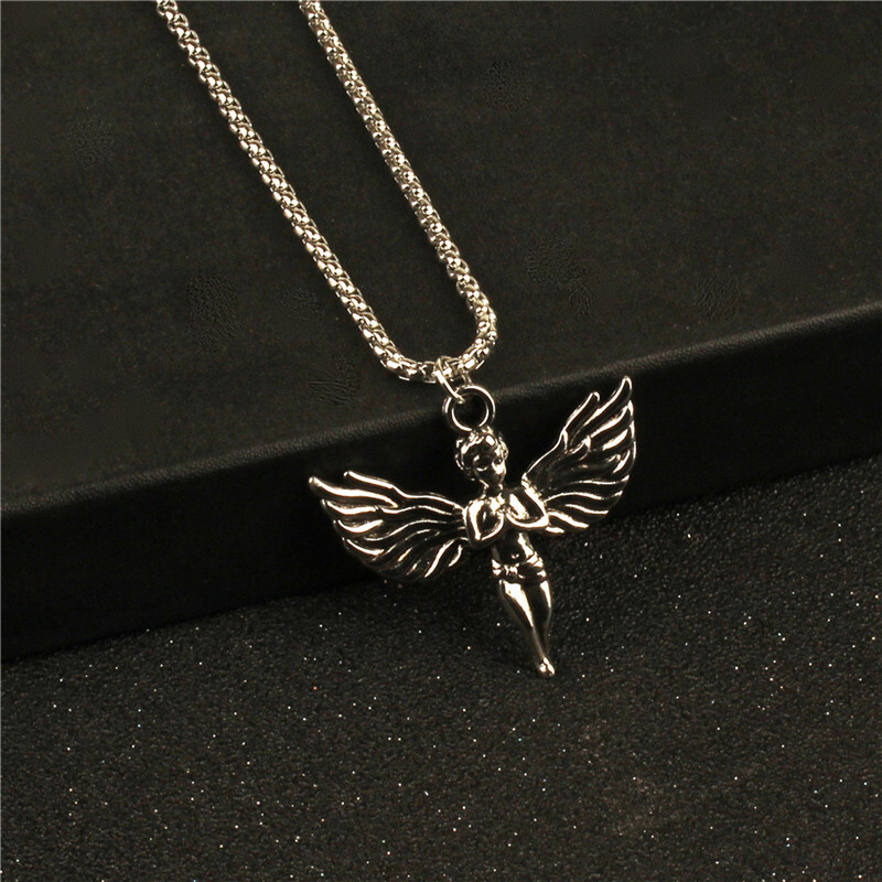 韓國JK 全新幸運天使項鏈男潮嘻哈龐克情侶長百搭吊墜配件 J1026