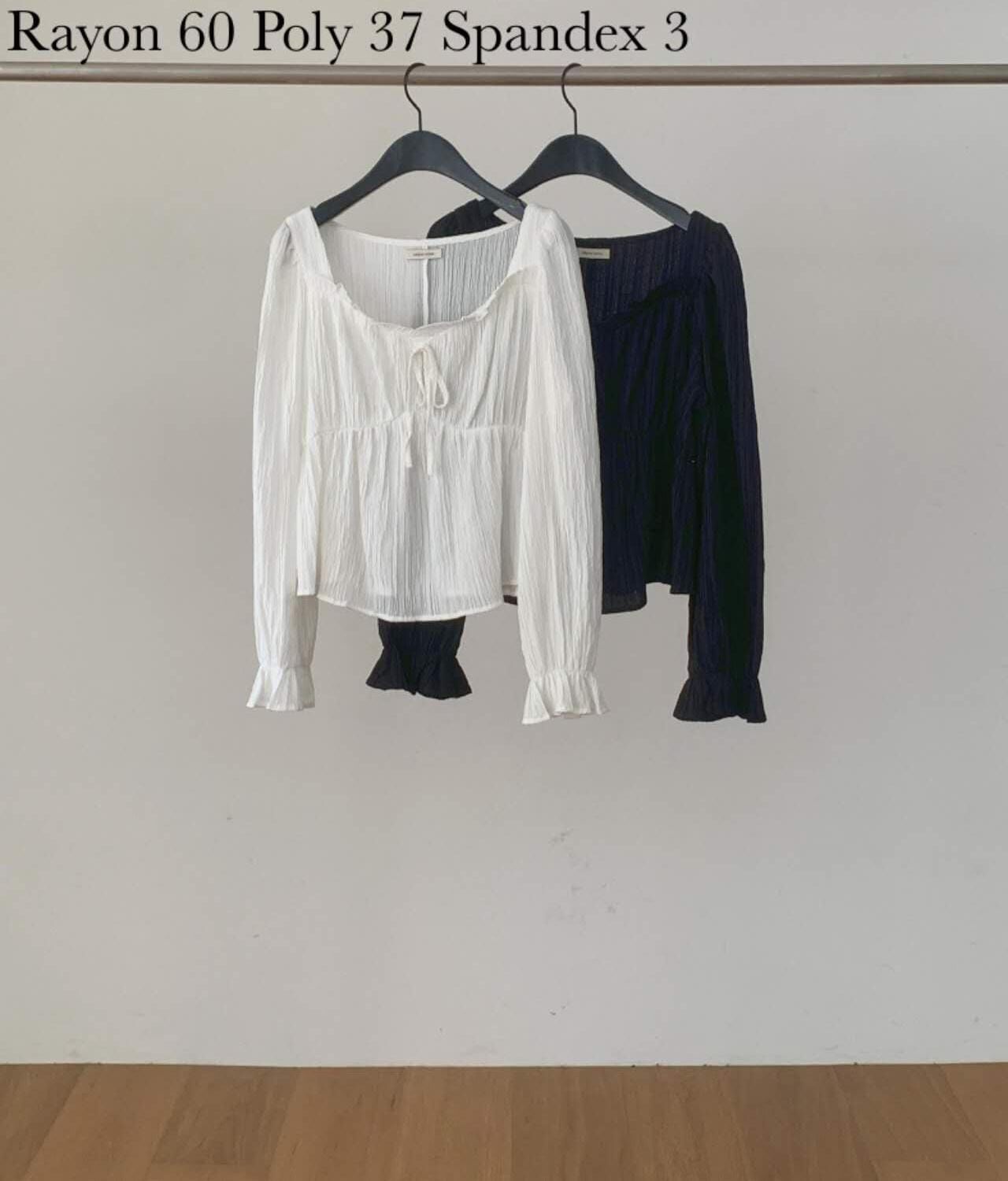 DR5051 樹紋皺皺蝴蝶結公主長袖上衣