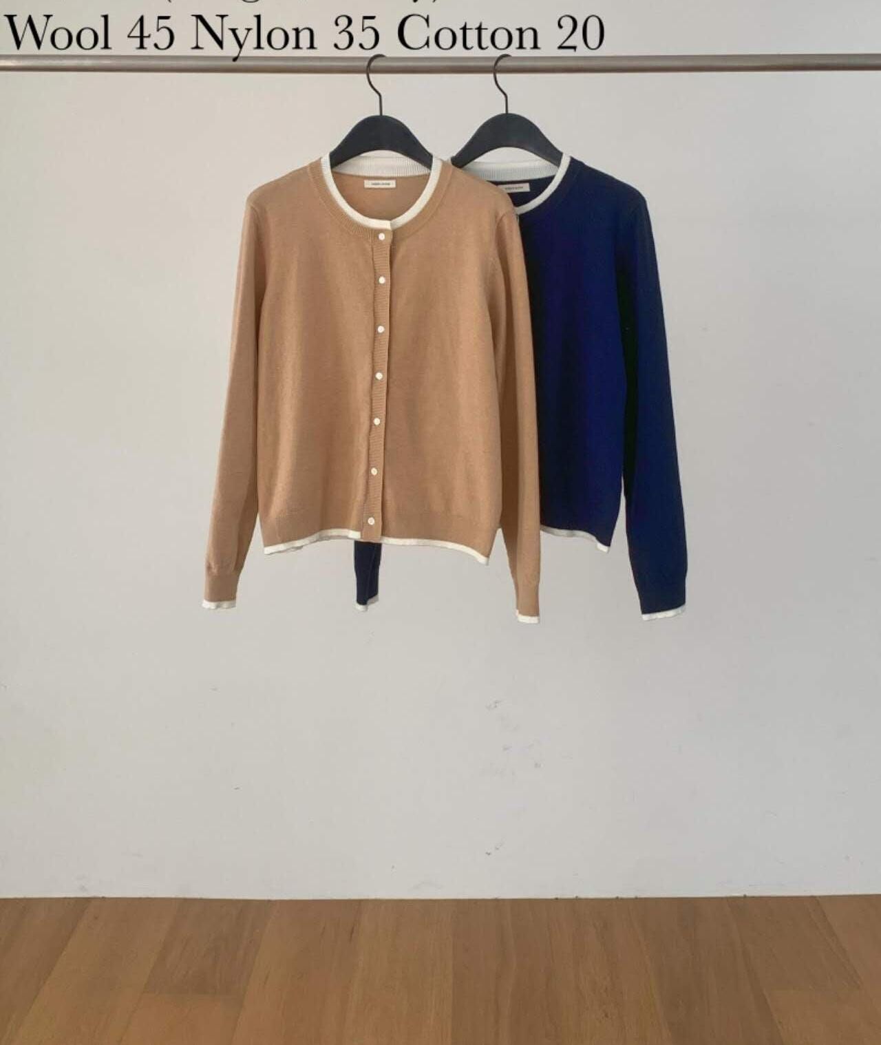 DR5052 拼色圓領排扣羊毛外套