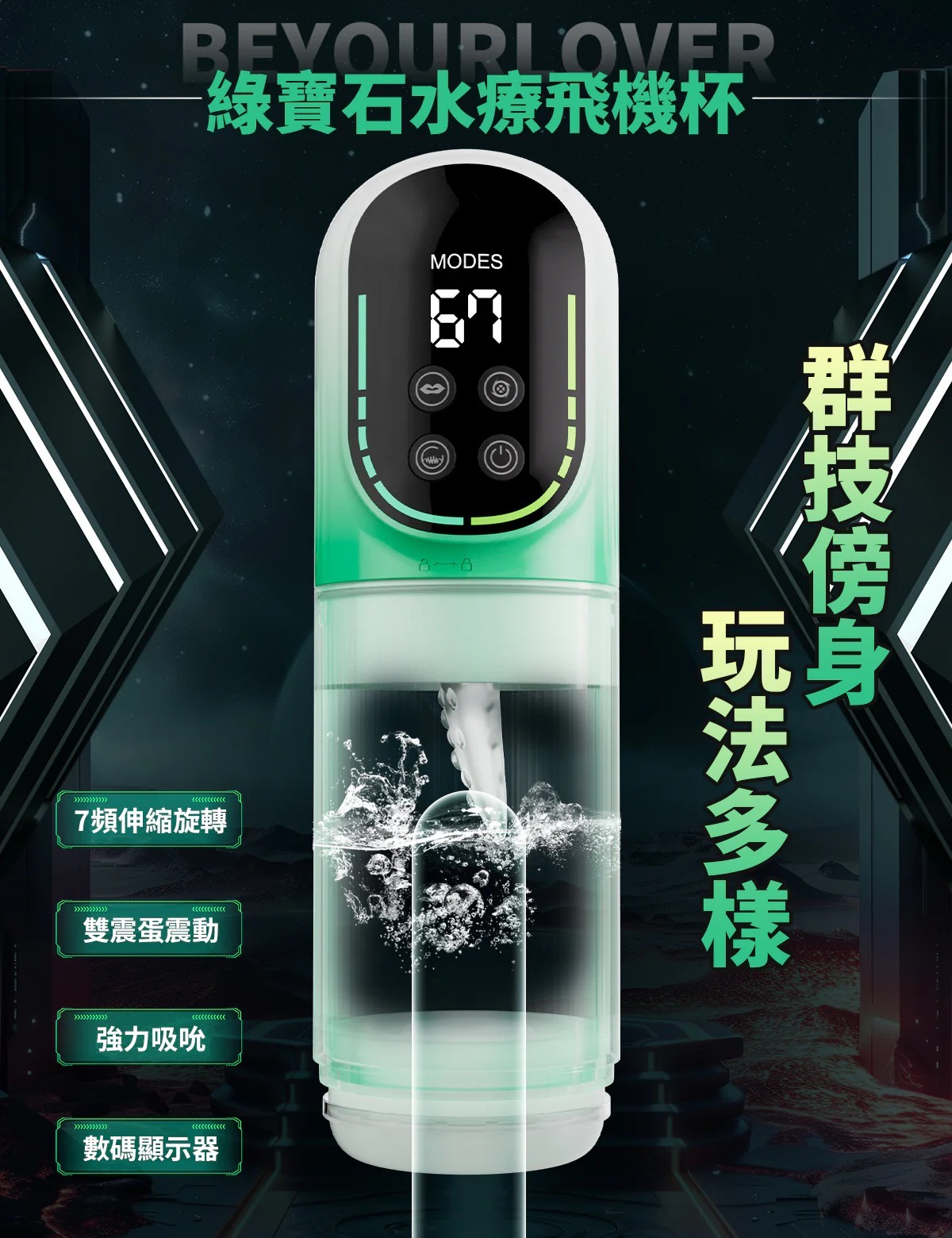 【超值優惠！】BeYourLover 綠寶石水療 電動飛機杯 | 便攜式設計 | 獨特水療效果 | 讓每次使用都成為享受 | 令你的感官無法抵擋