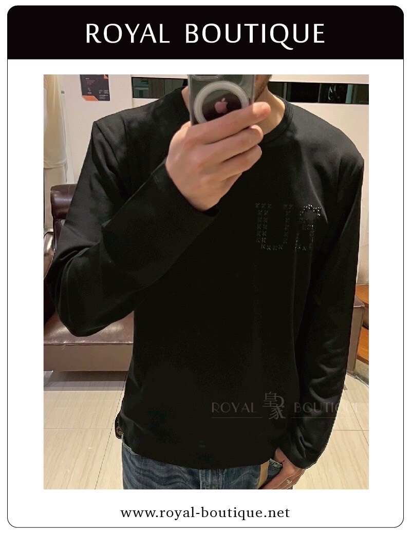 USUALIS 左胸US英字立體膠薄長T