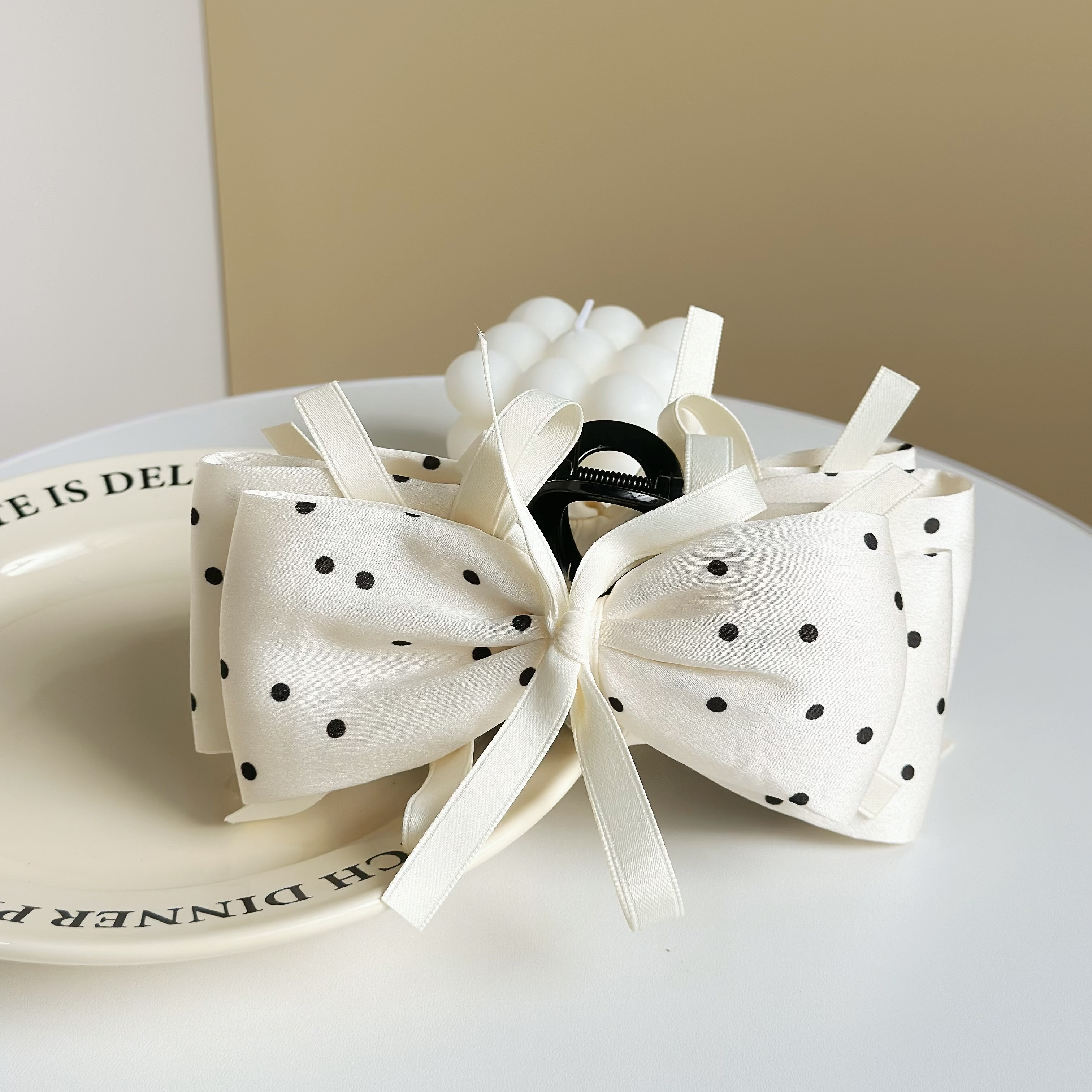 Z294圓點緞帶蝴蝶結鯊魚夾