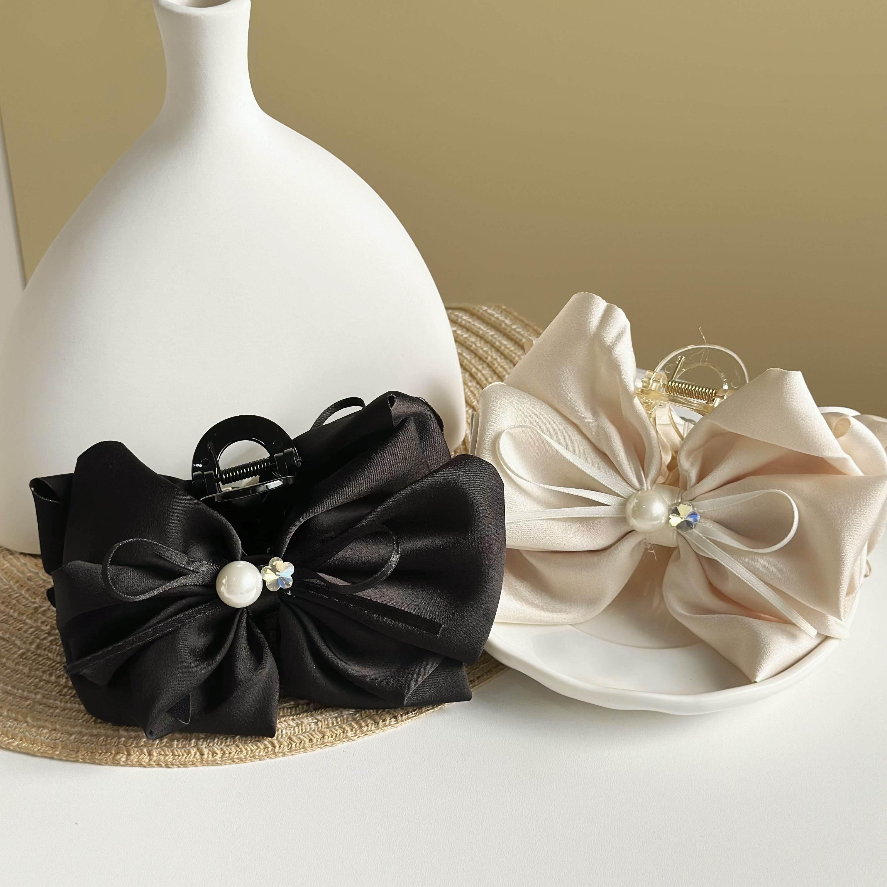 Z293珍珠小花鑽蝴蝶結鯊魚夾