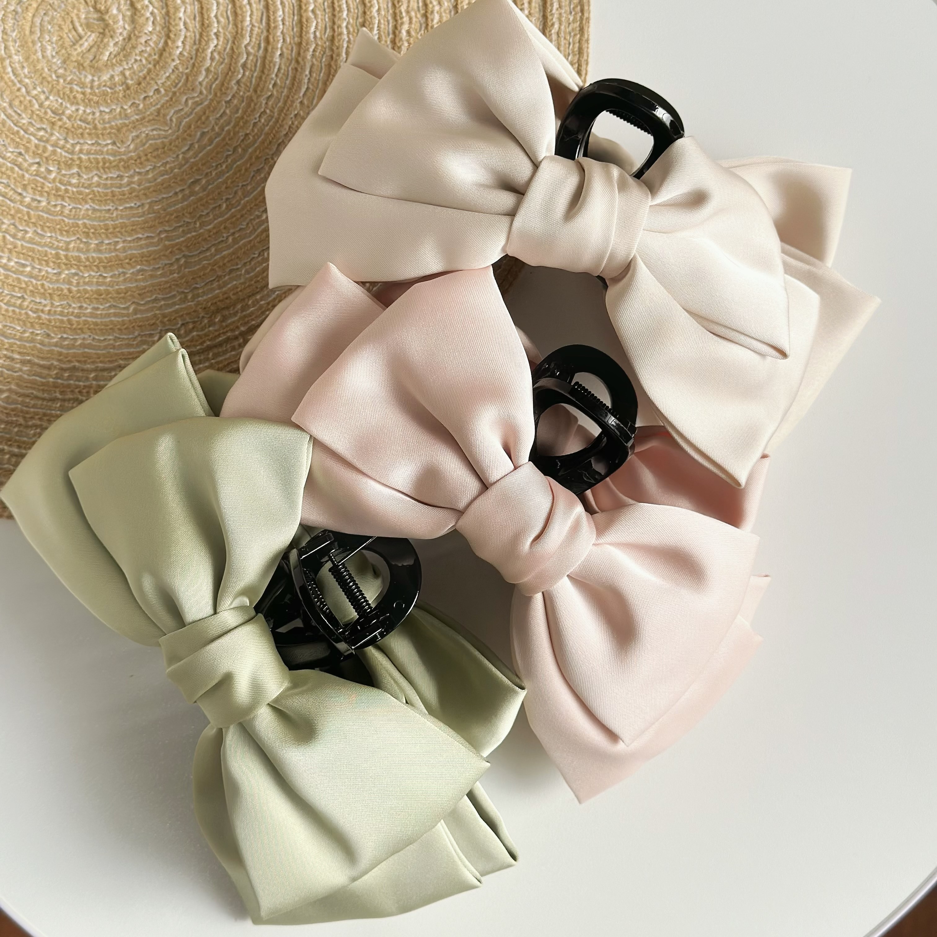 Z269素面滑布雙層蝴蝶結鯊魚夾