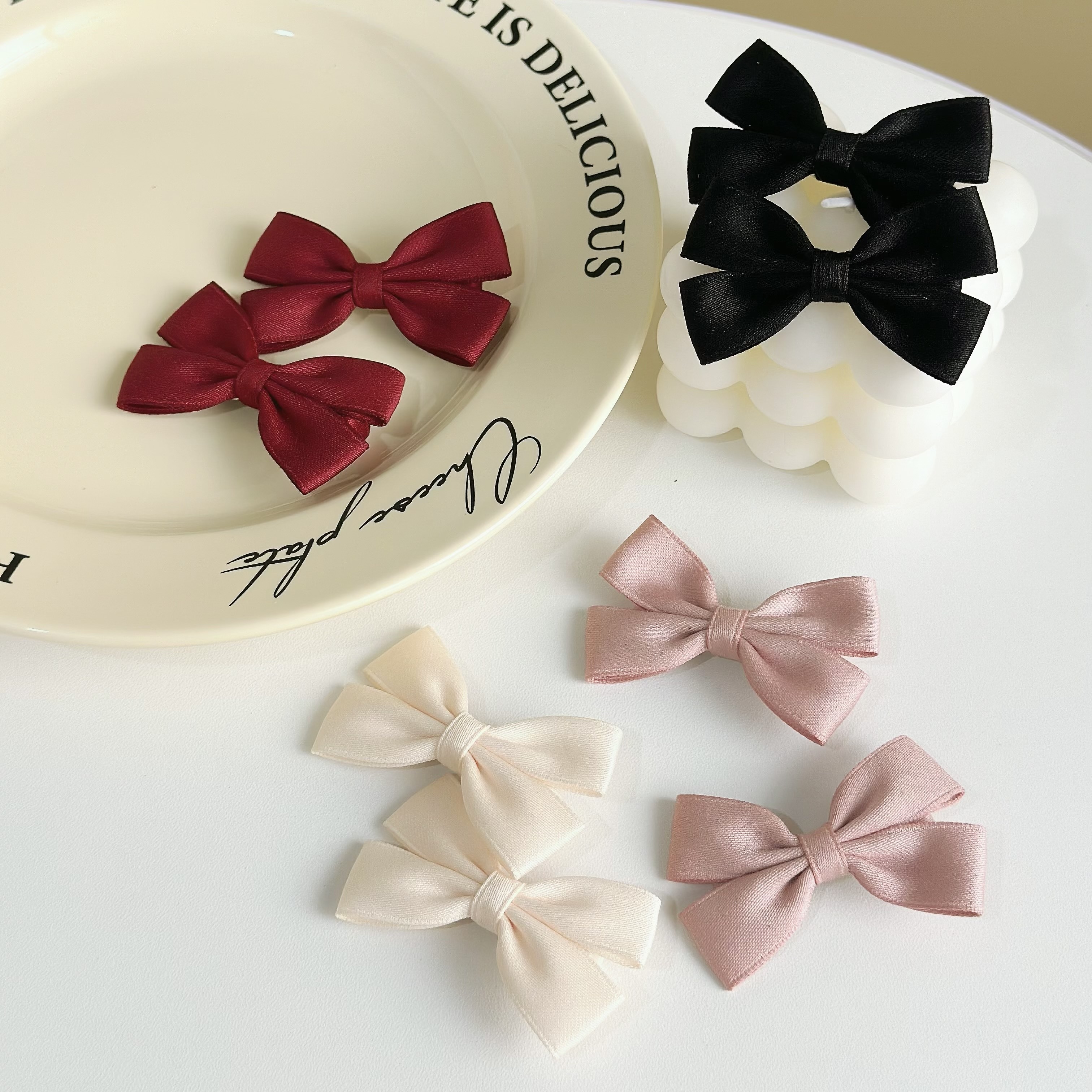 Z298緞帶素面蝴蝶結對夾【一組】