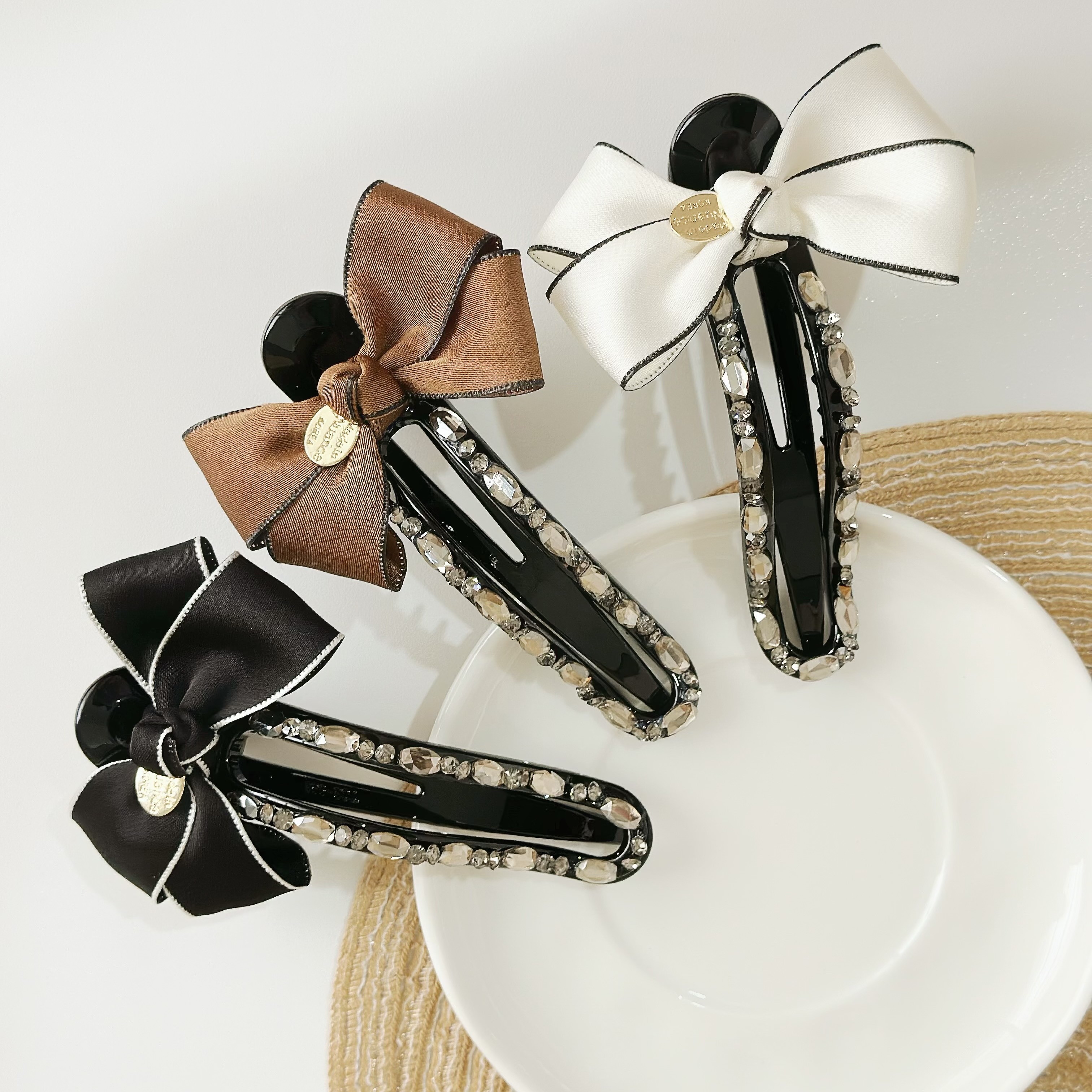 Z288水鑽金標蝴蝶結鴨嘴夾【單支】