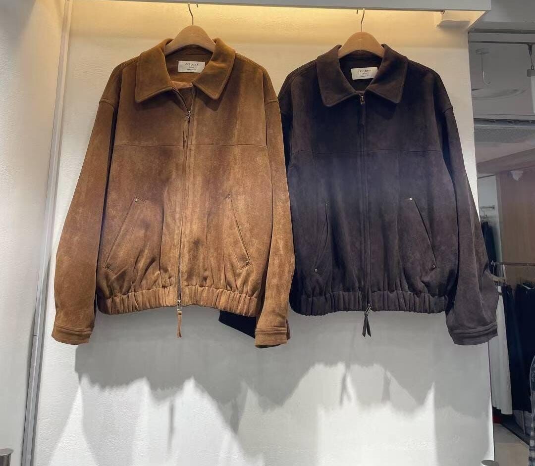 CC01 翻領絨面拉鏈隱形口袋外套