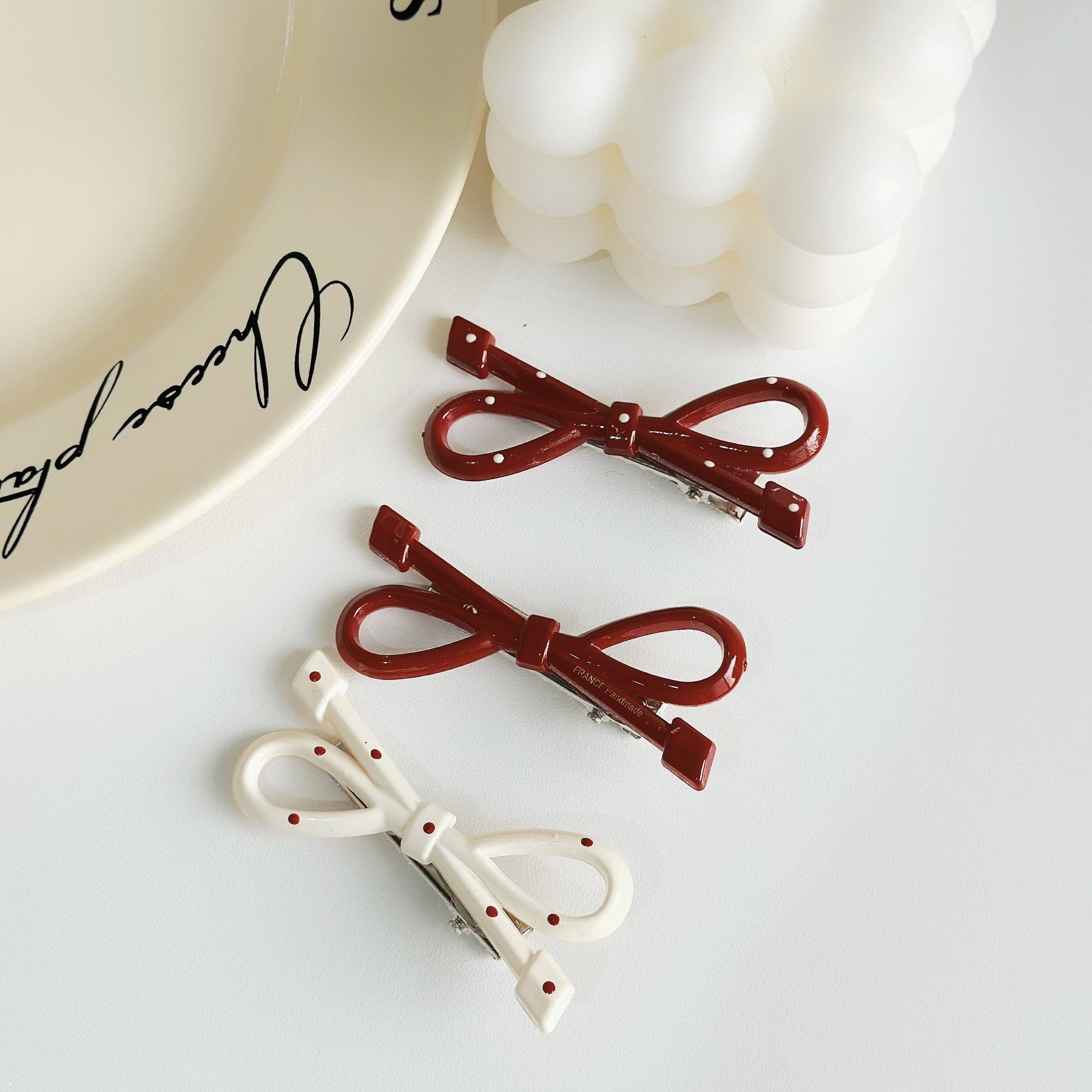 Z295圓點蝴蝶結對夾【一組】