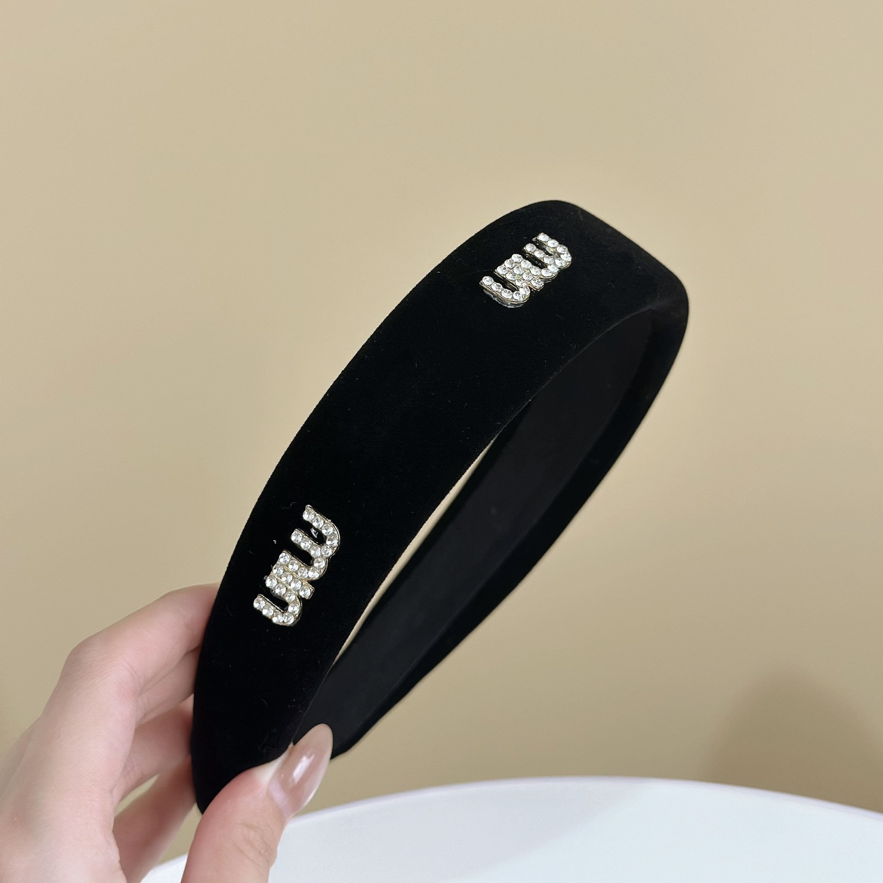 Z252排鑽字母絨布髮箍