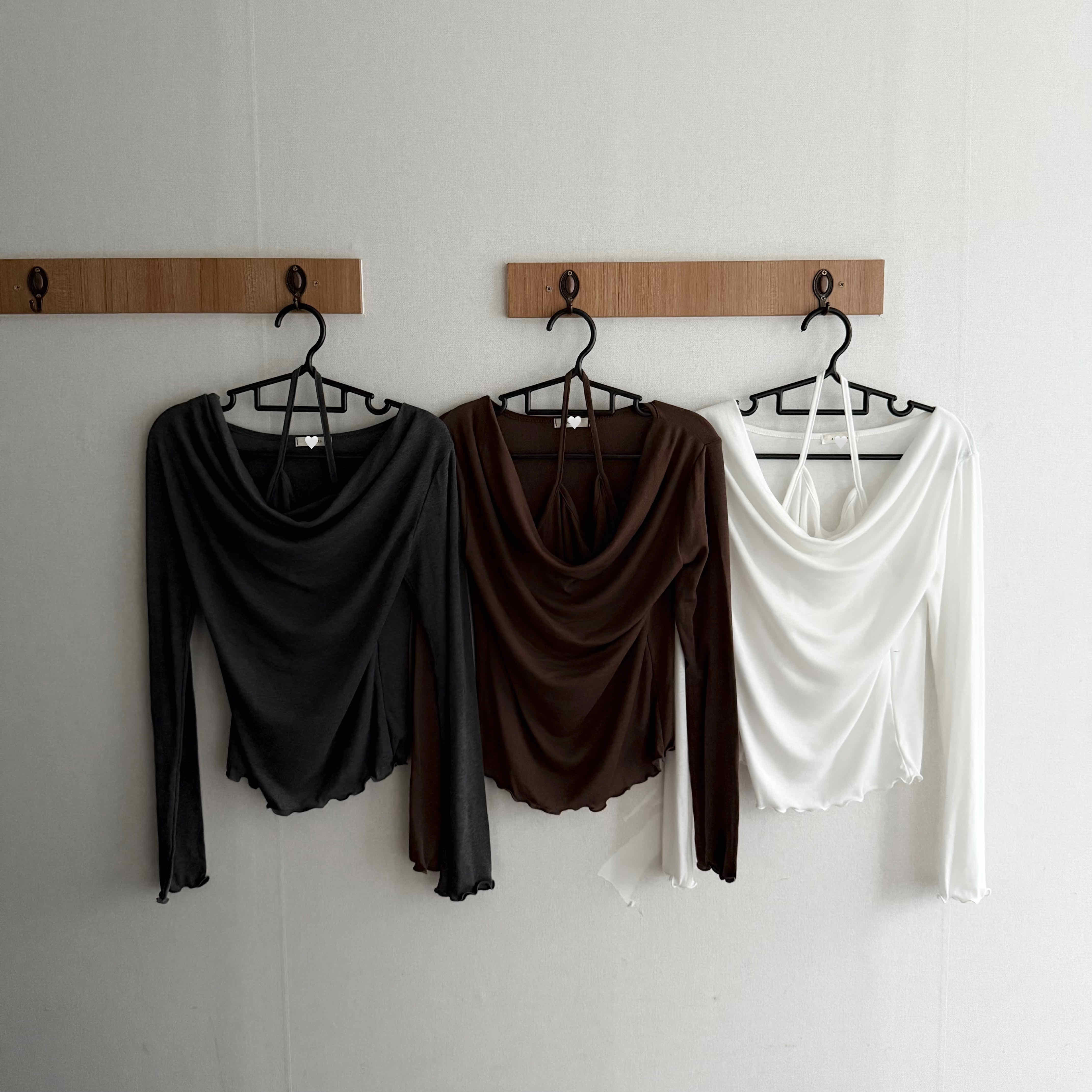 🇰🇷必買！超漂亮垂墜感掛脖上衣｜3 color