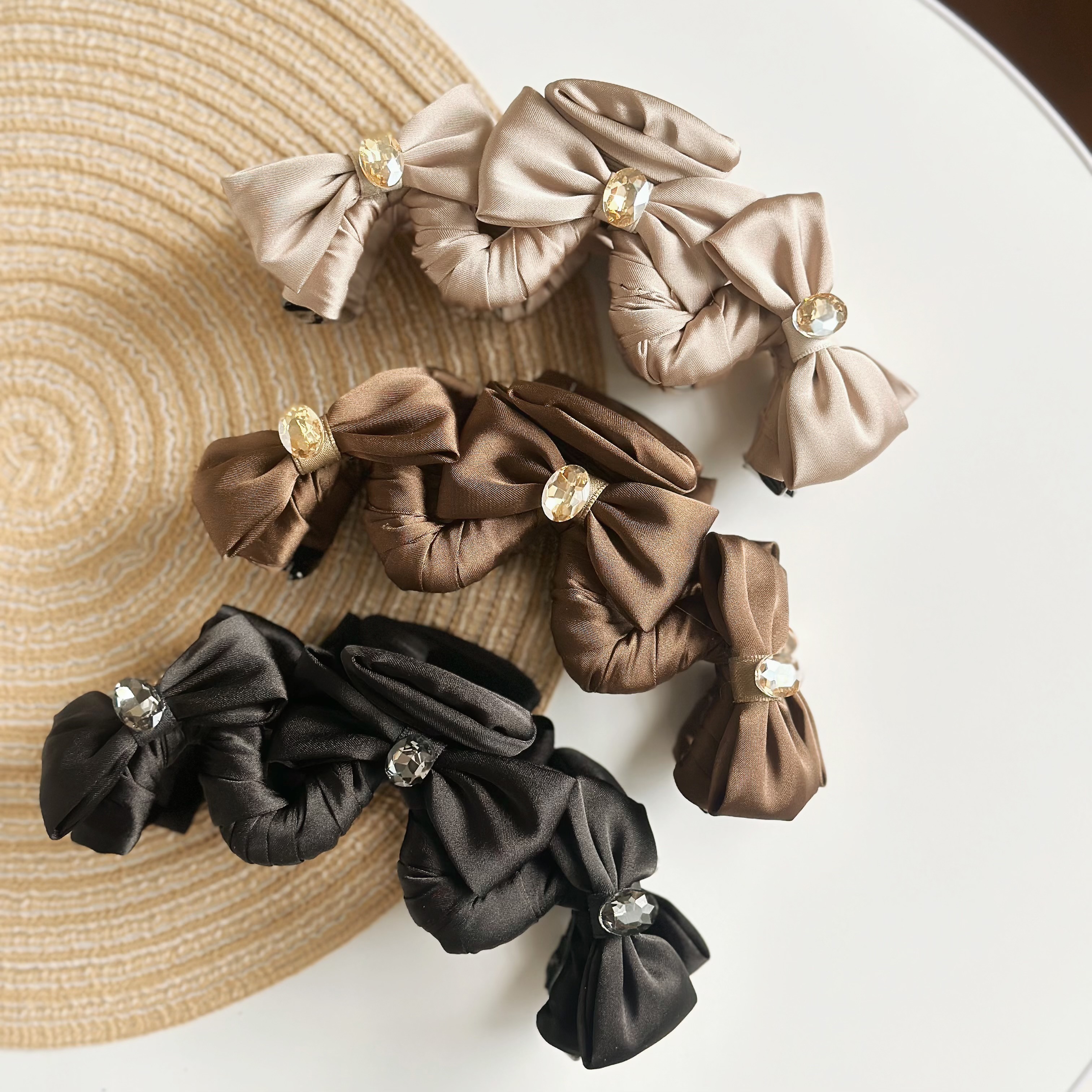 Z264水鑽蝴蝶結雪紡M型鯊魚夾