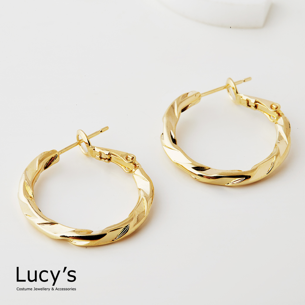 扭轉 圈型耳環 (二色) (122482/122483)