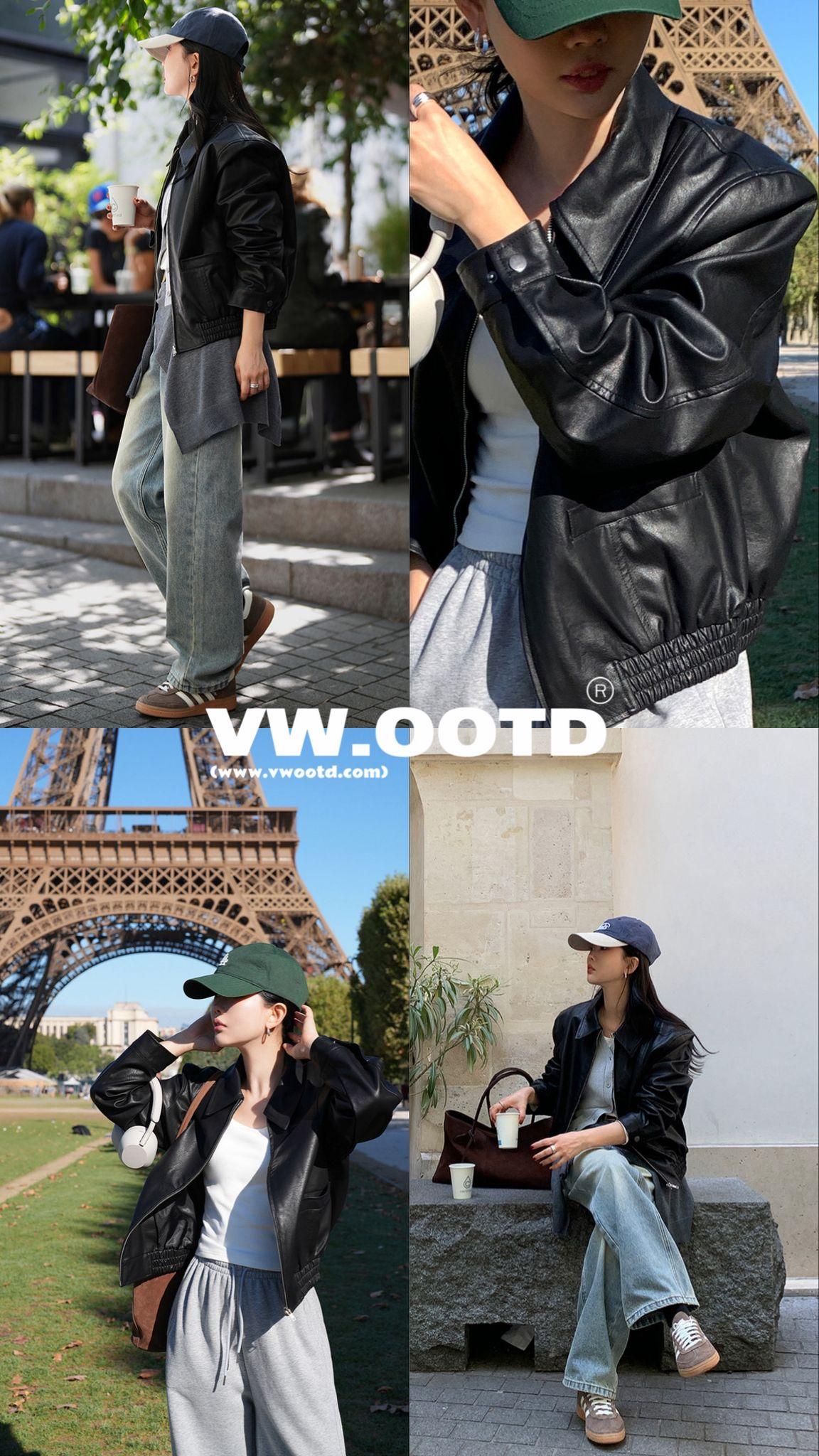 拉鍊柔軟皮褸(黑色)