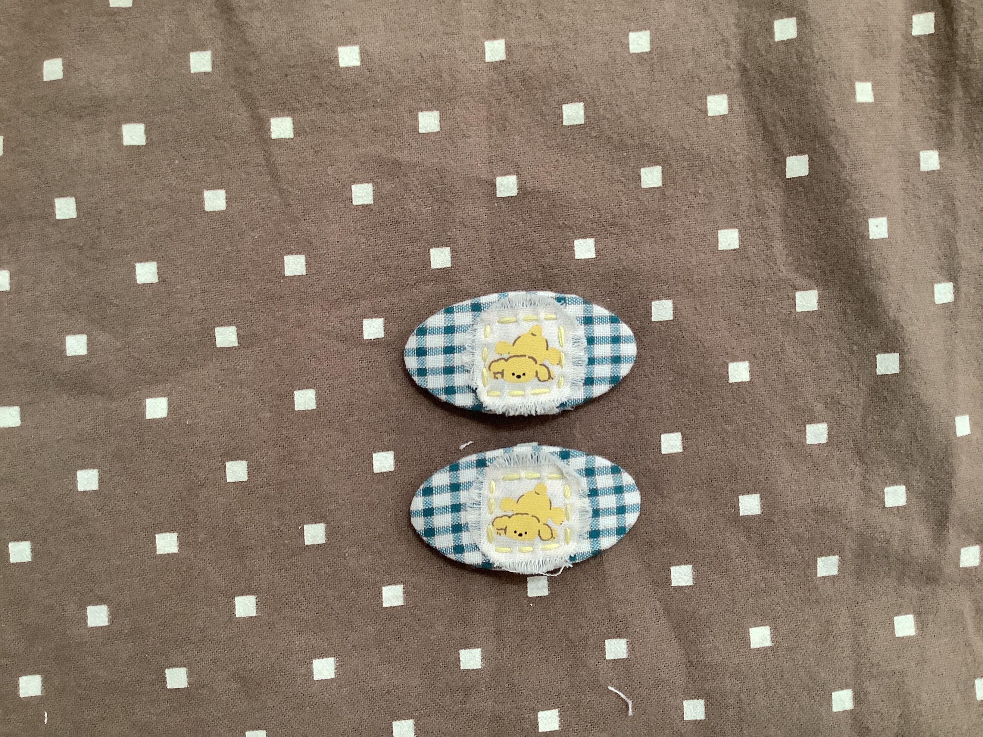 黃色狗格紋髮夾