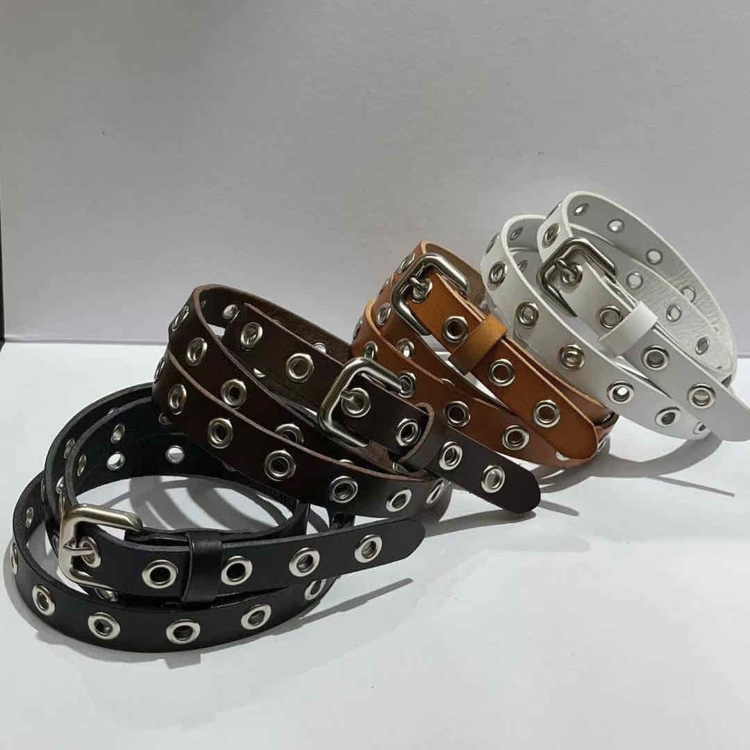 🇰🇷義大利牛皮 細款滿版鉚釘皮帶｜4 color