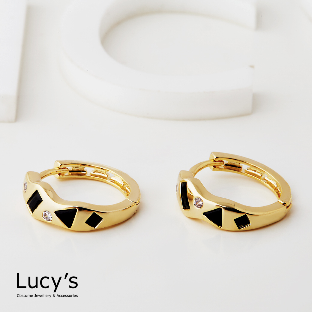 幾何夜光 易扣耳環 (二色) (125062/125063)