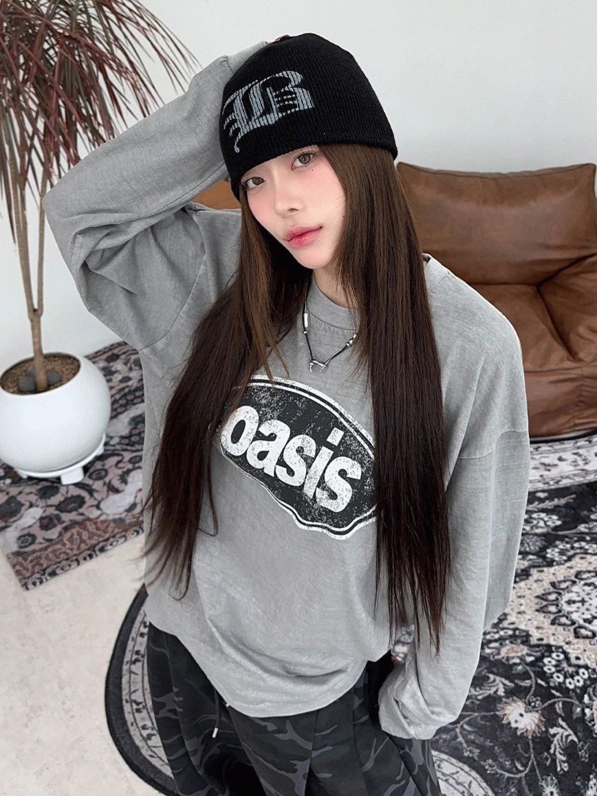 洗水英文字長袖衫 ARCHIVE-375T