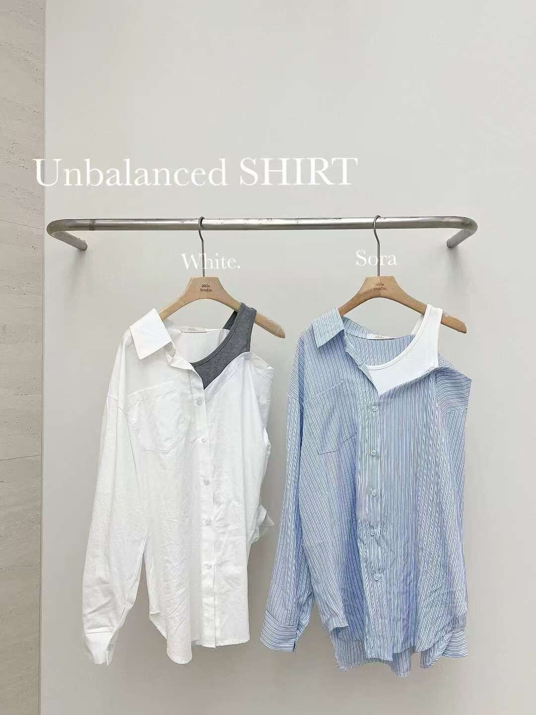 AS5025 假兩件背心恤衫排扣上衣