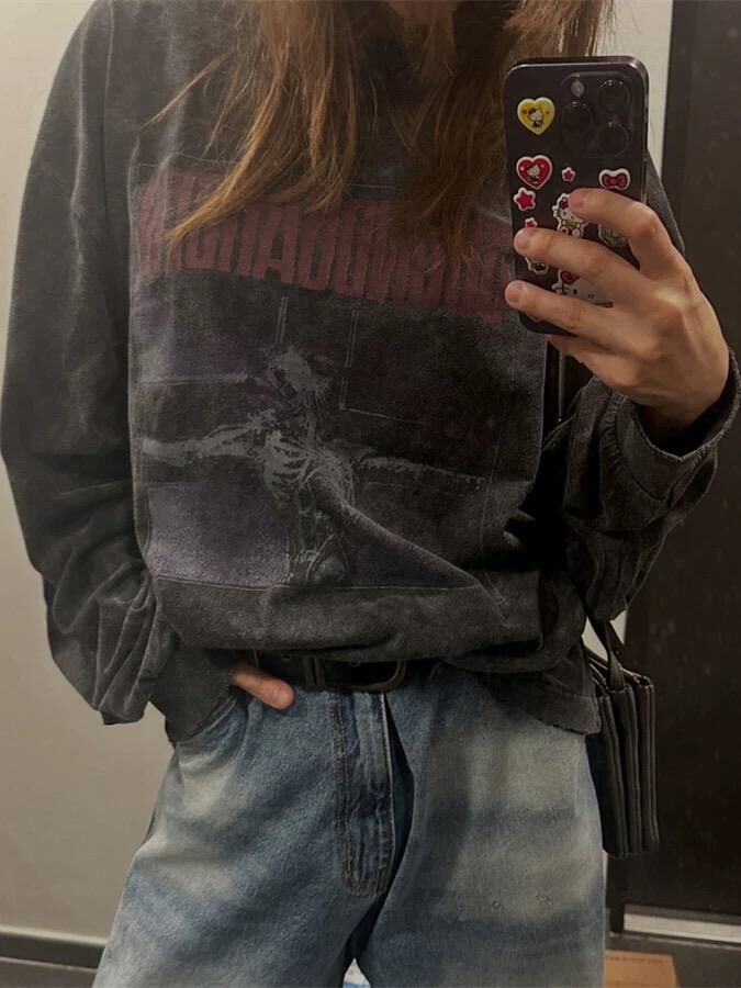 洗水英文字圖案長袖衫 ARCHIVE-376T