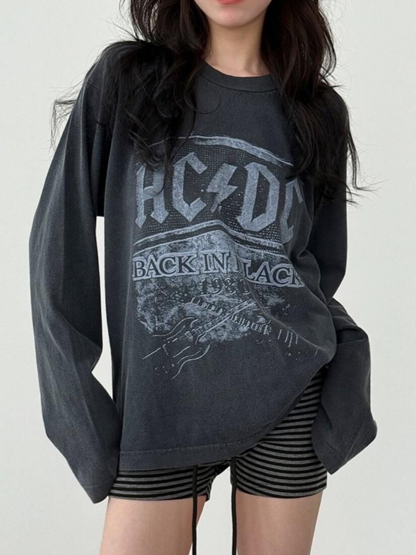 洗水英文字圖案長袖衫 ARCHIVE-377T