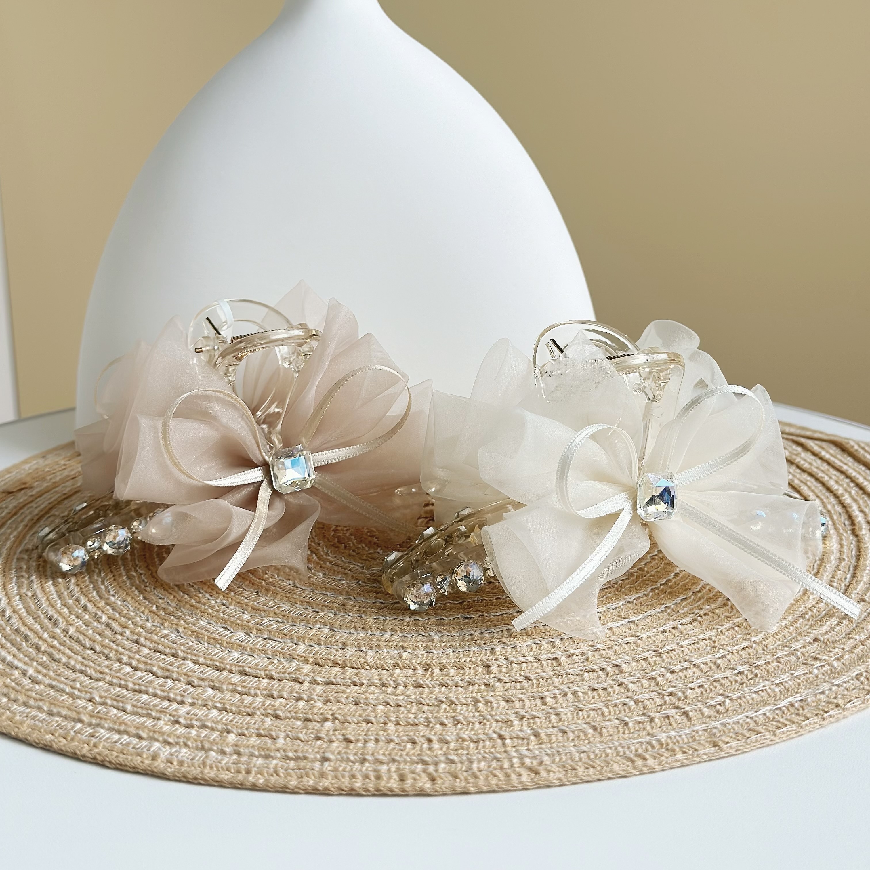 Z95水鑽網紗蝴蝶結鯊魚夾