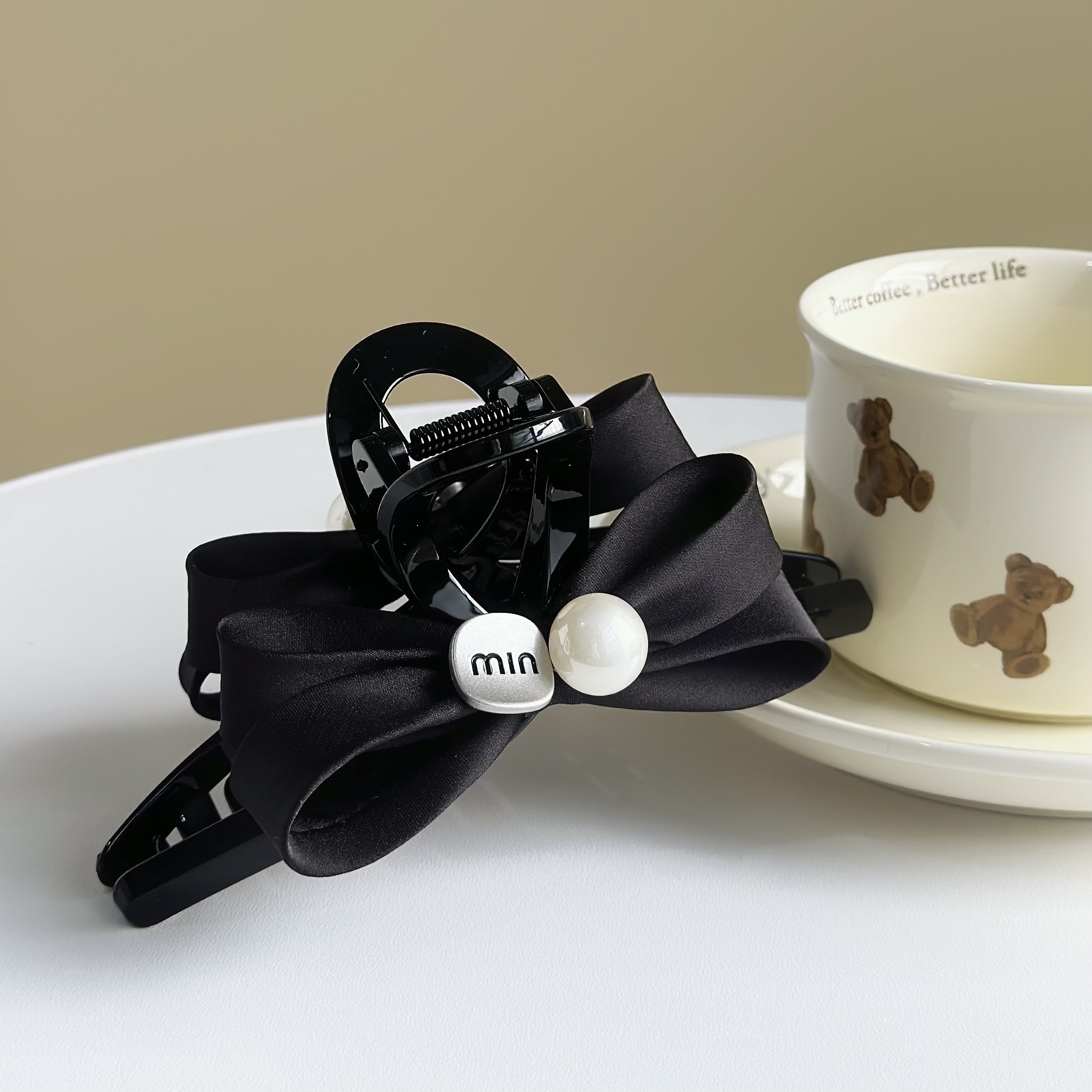 Y200字母珍珠蝴蝶結鯊魚夾