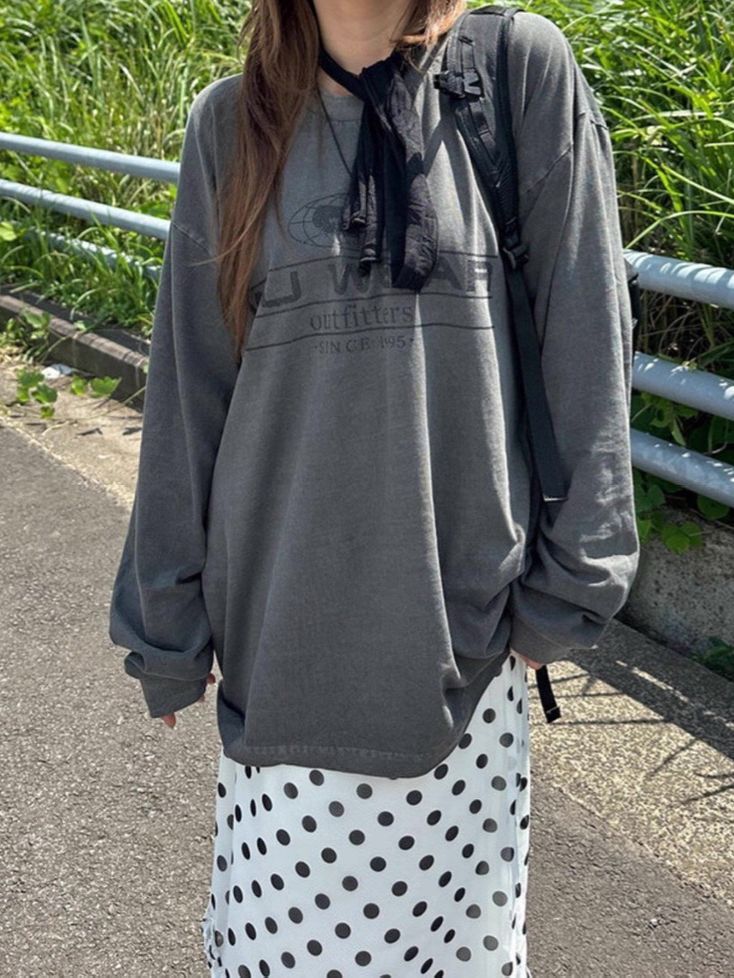 洗水英文字長袖衫 ARCHIVE-380T