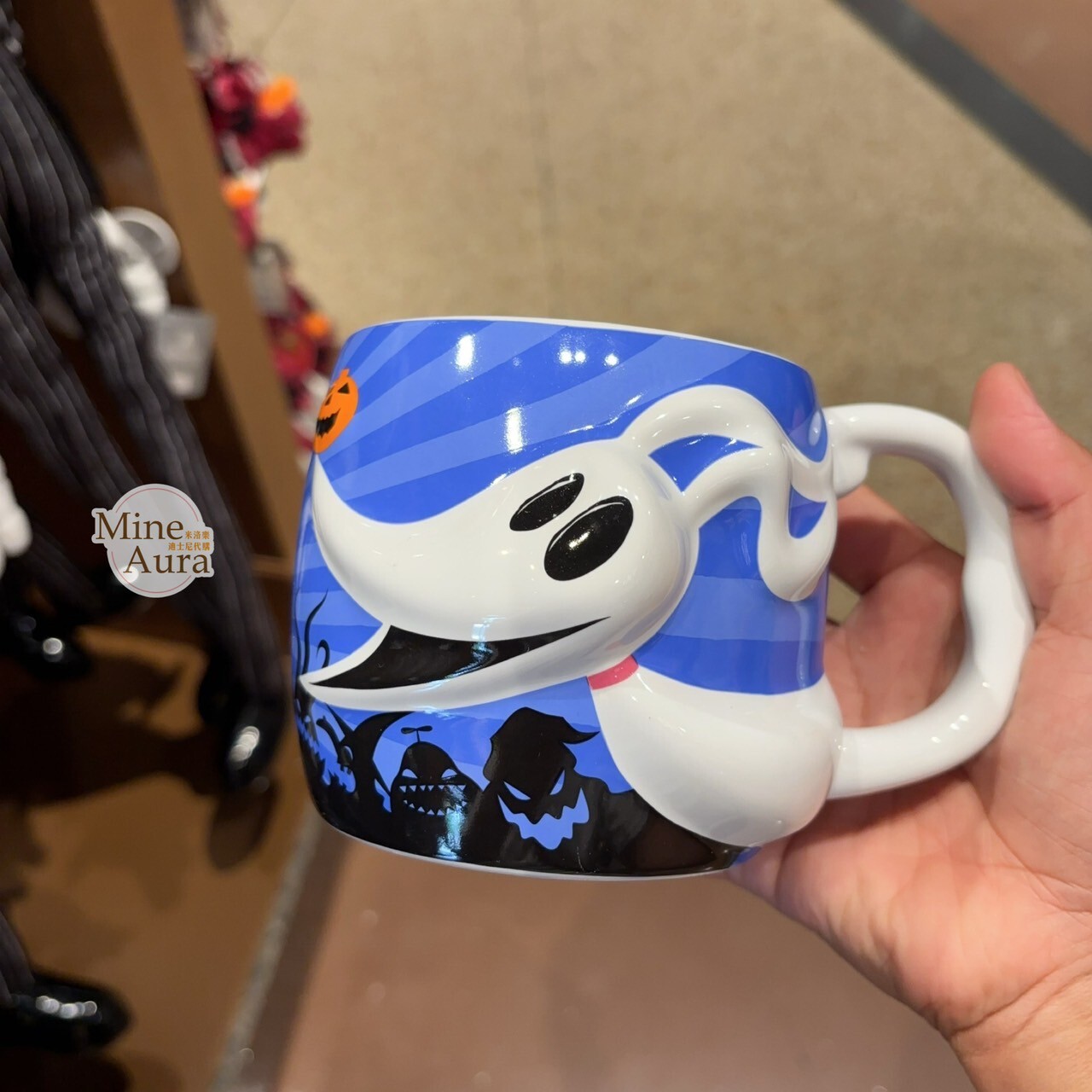 2025 萬聖節限定 傑克 Jack 零零 Zero 圖案 藍色底 陶瓷馬克杯 水杯 聖誕夜驚魂 The Nightmare Before Christmas -上海迪士尼樂園