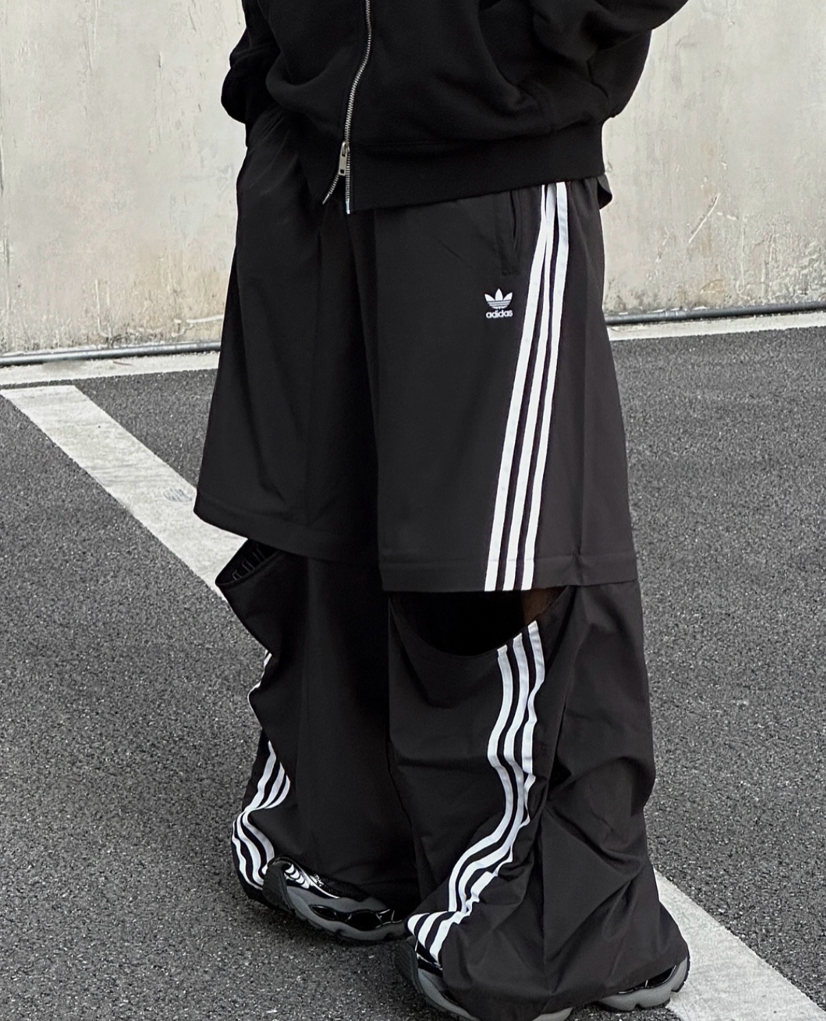 ADIDAS ADILENIUM OVERSIZED 兩穿 寬鬆 復古闊腿 長褲