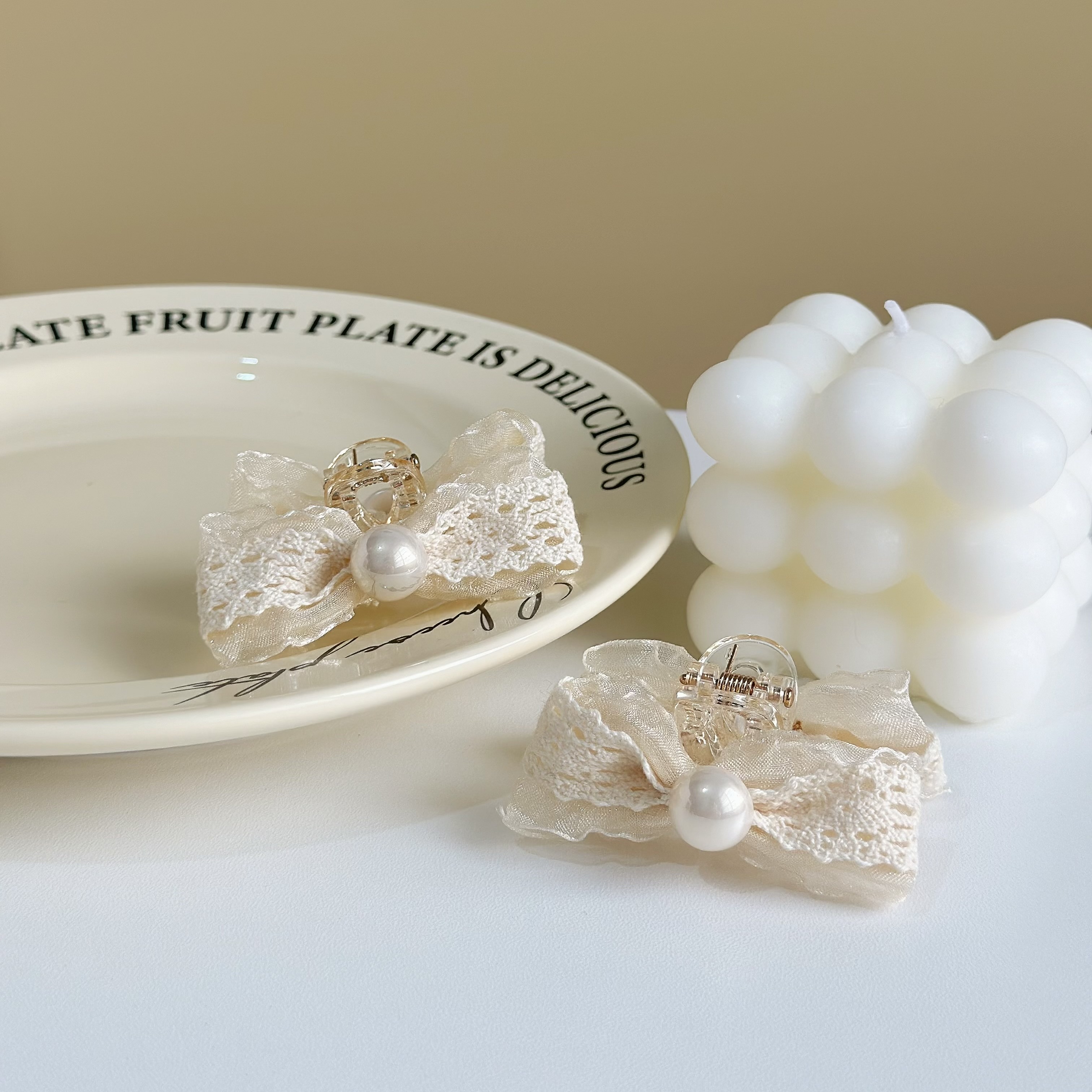 Z09蕾絲網紗蝴蝶結對夾【一組】